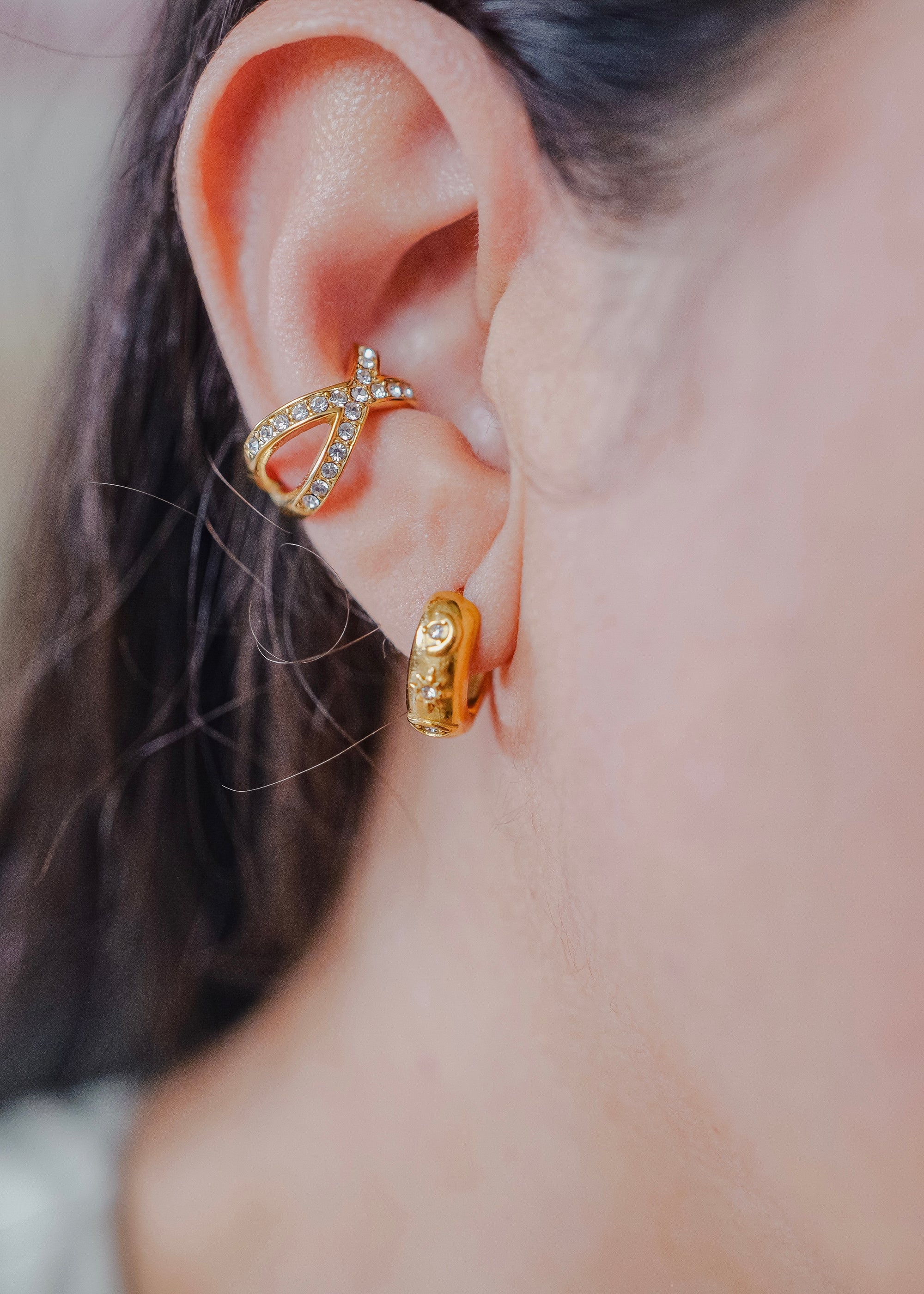 Alexa 18K Gold Non-Tarnish X CZ Ear Cuff