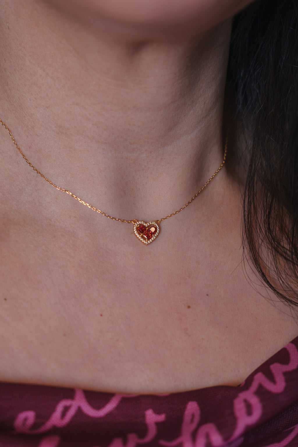 Firenze Pomegranate Red CZ 925 Sterling Silver Necklace