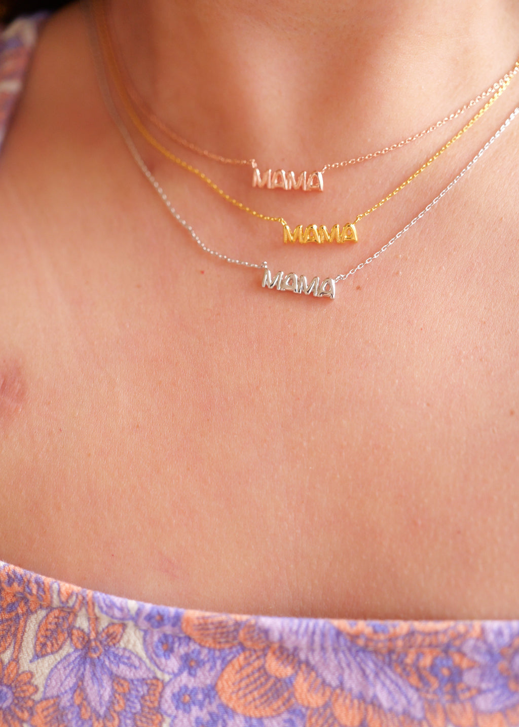 Gold Dipped Bubble Mama Pendant Necklace