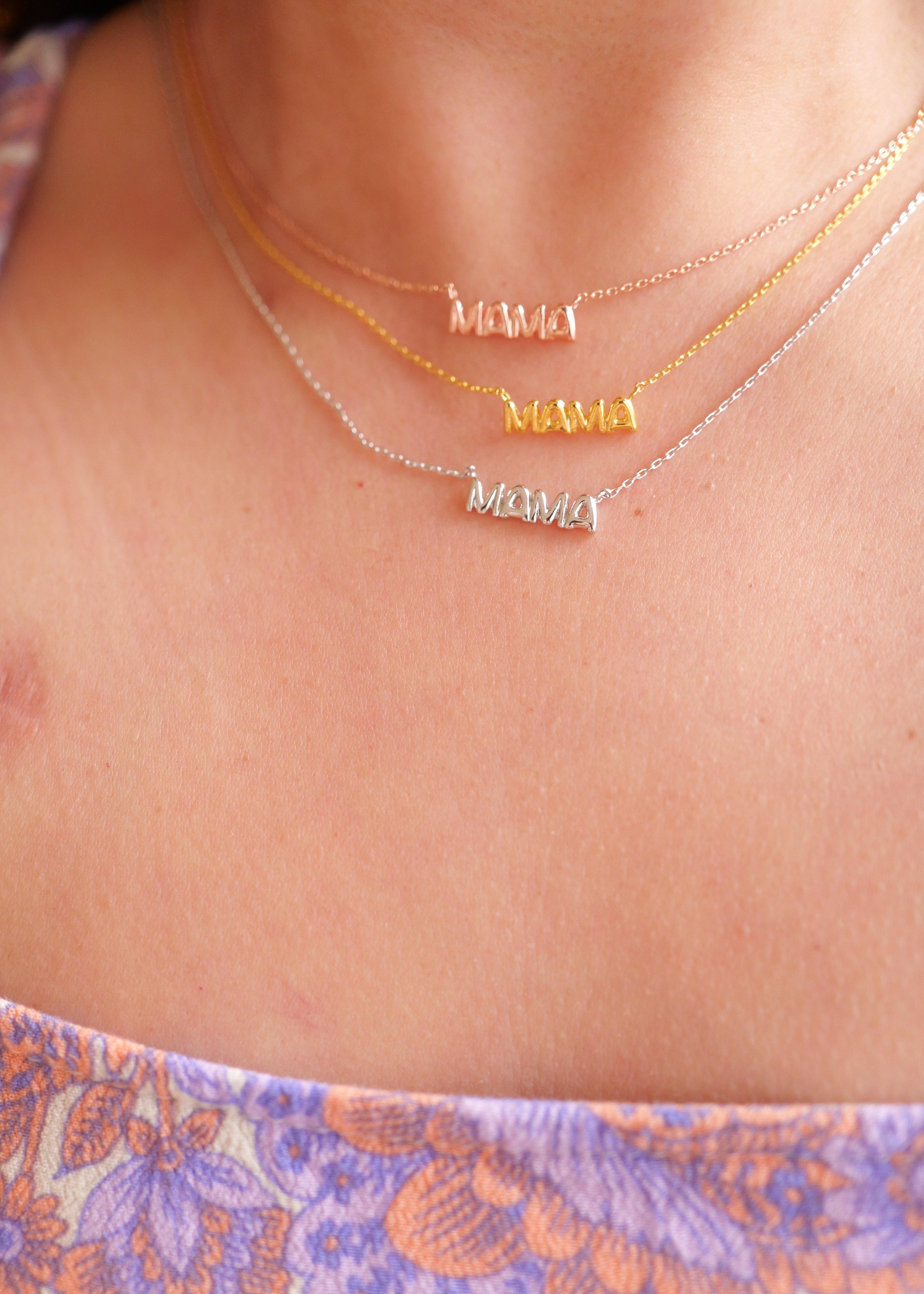 Gold Dipped Bubble Mama Pendant Necklace