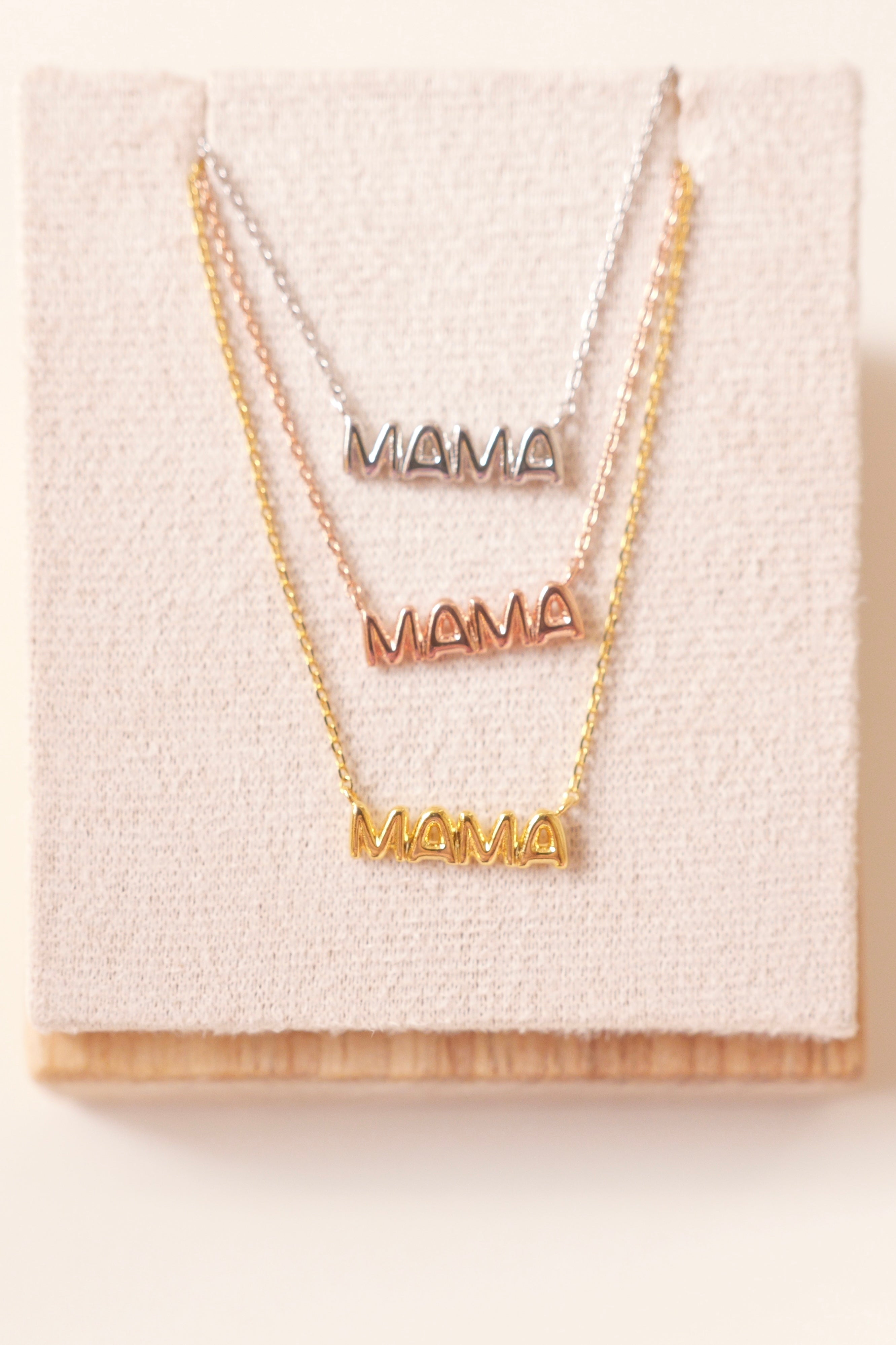 Gold Dipped Bubble Mama Pendant Necklace