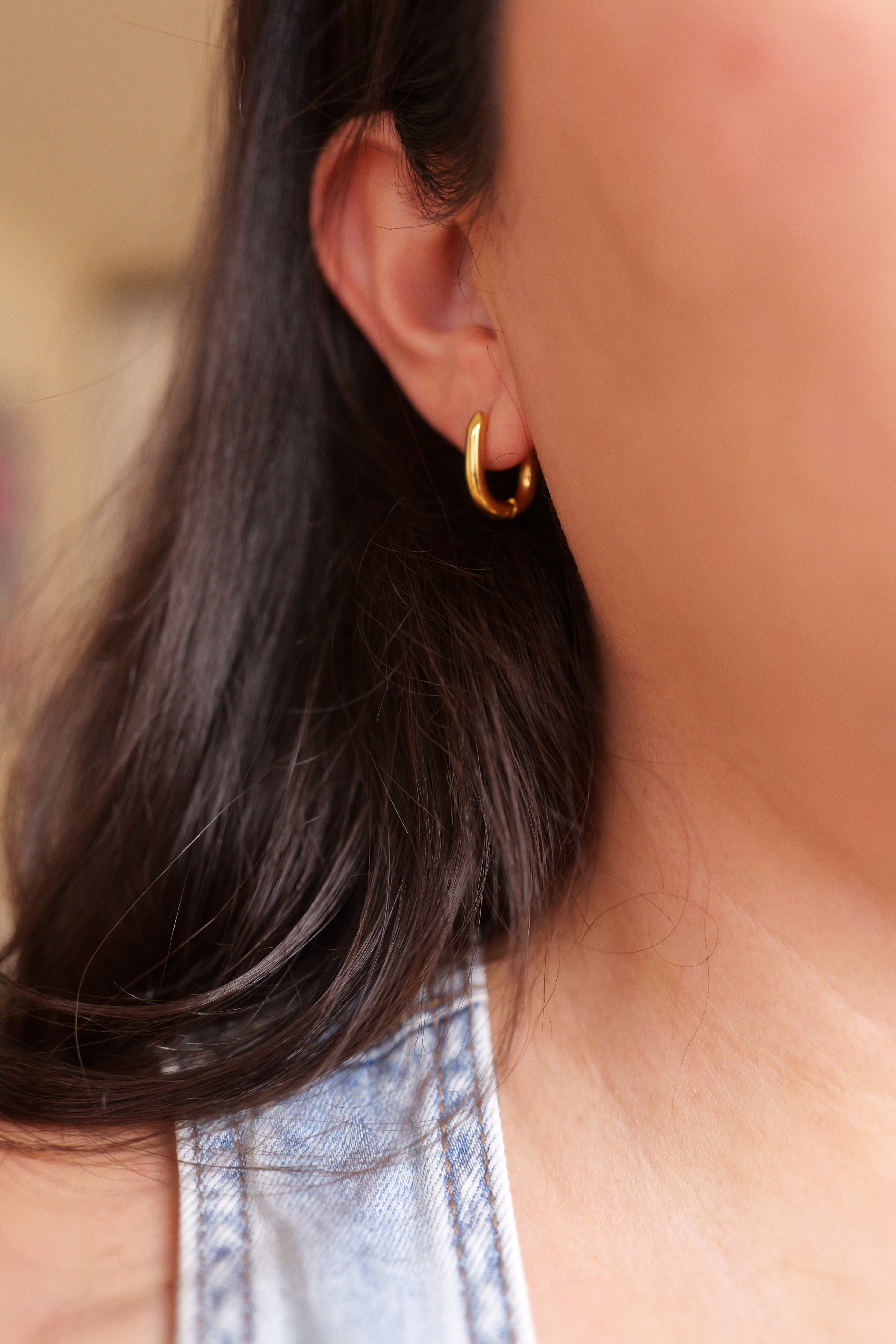 Kate 18K Non-Tarnish Double Chain Hoop Earring