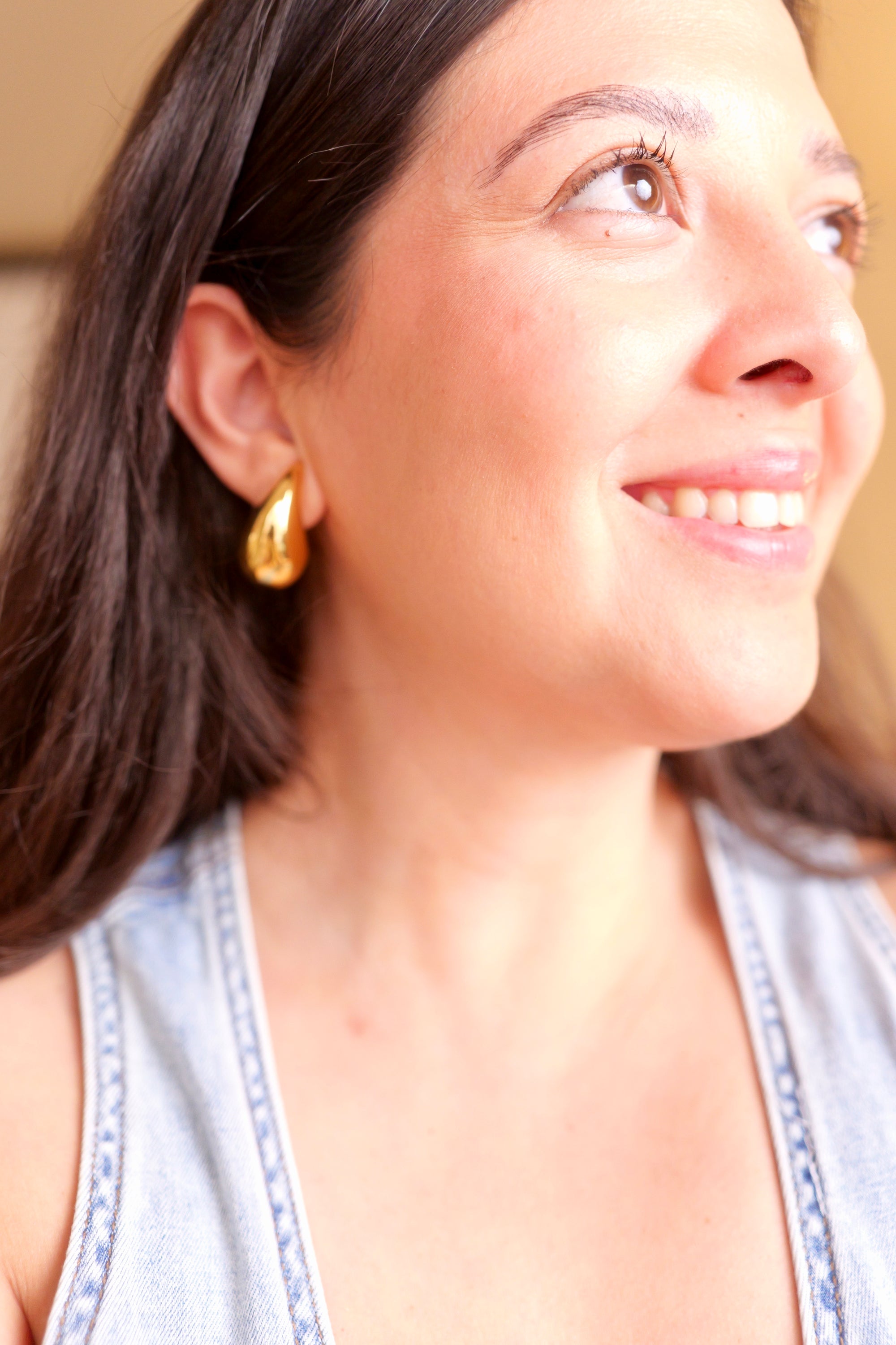 Colette 18K Gold Non-Tarnish Large Huggie Droplet Earring