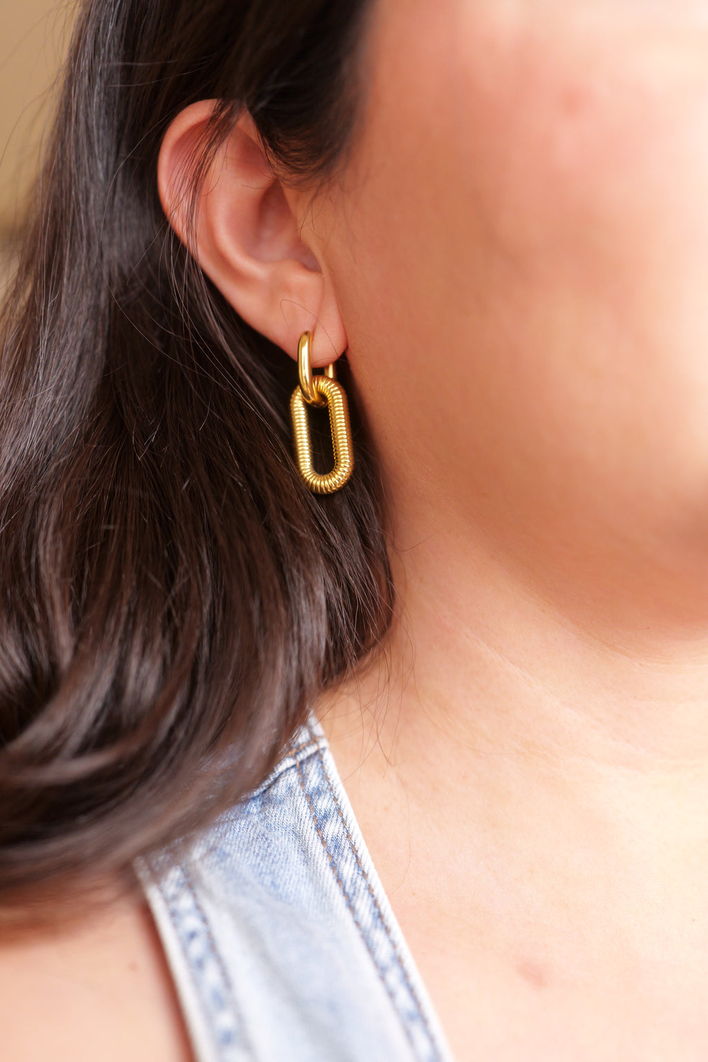 Kate 18K Non-Tarnish Double Chain Hoop Earring