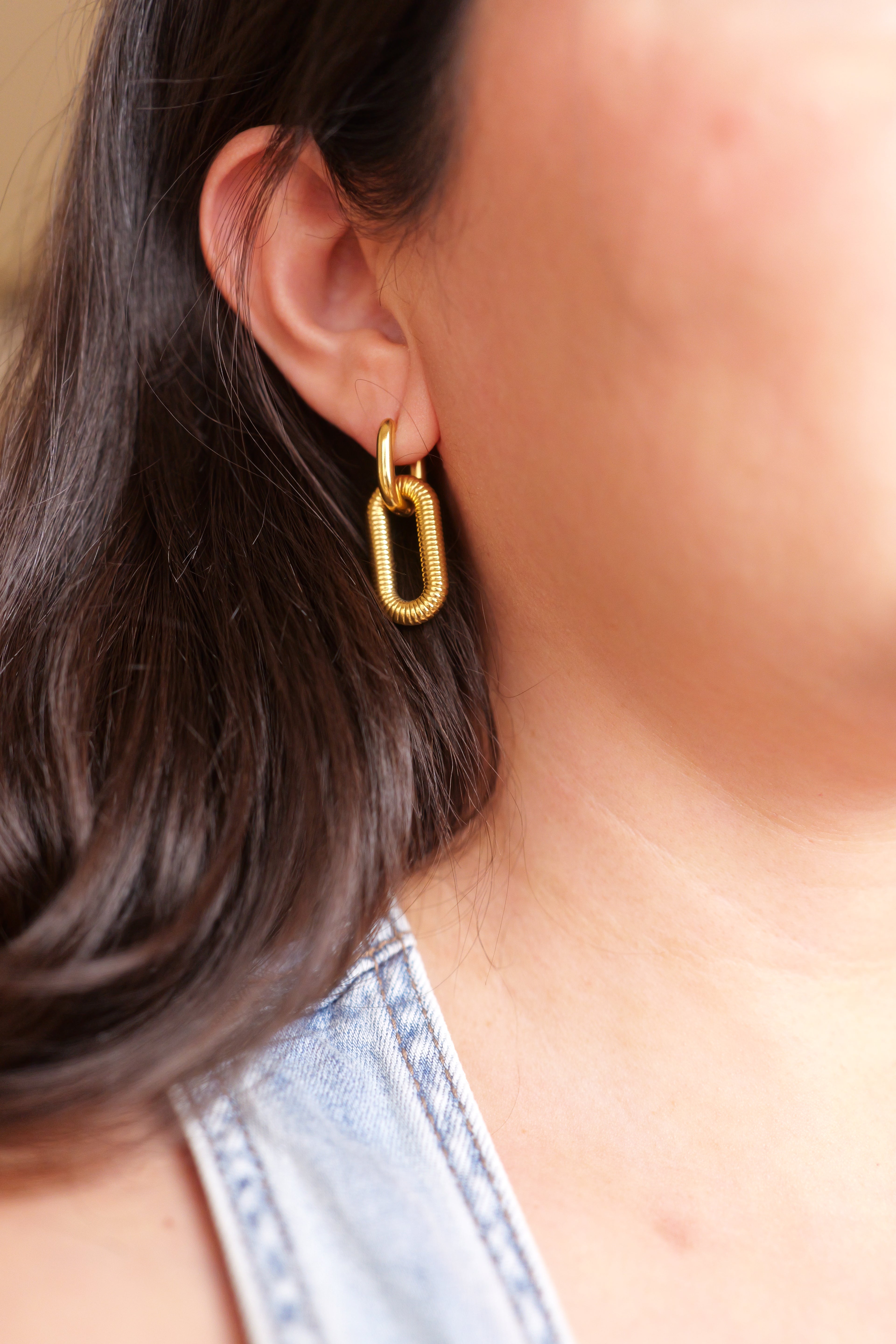 Kate 18K Non-Tarnish Double Chain Hoop Earring