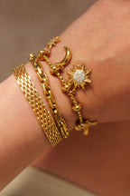 Fenix 18K Gold Non-Tarnish Star And Moon Charm Bracelet