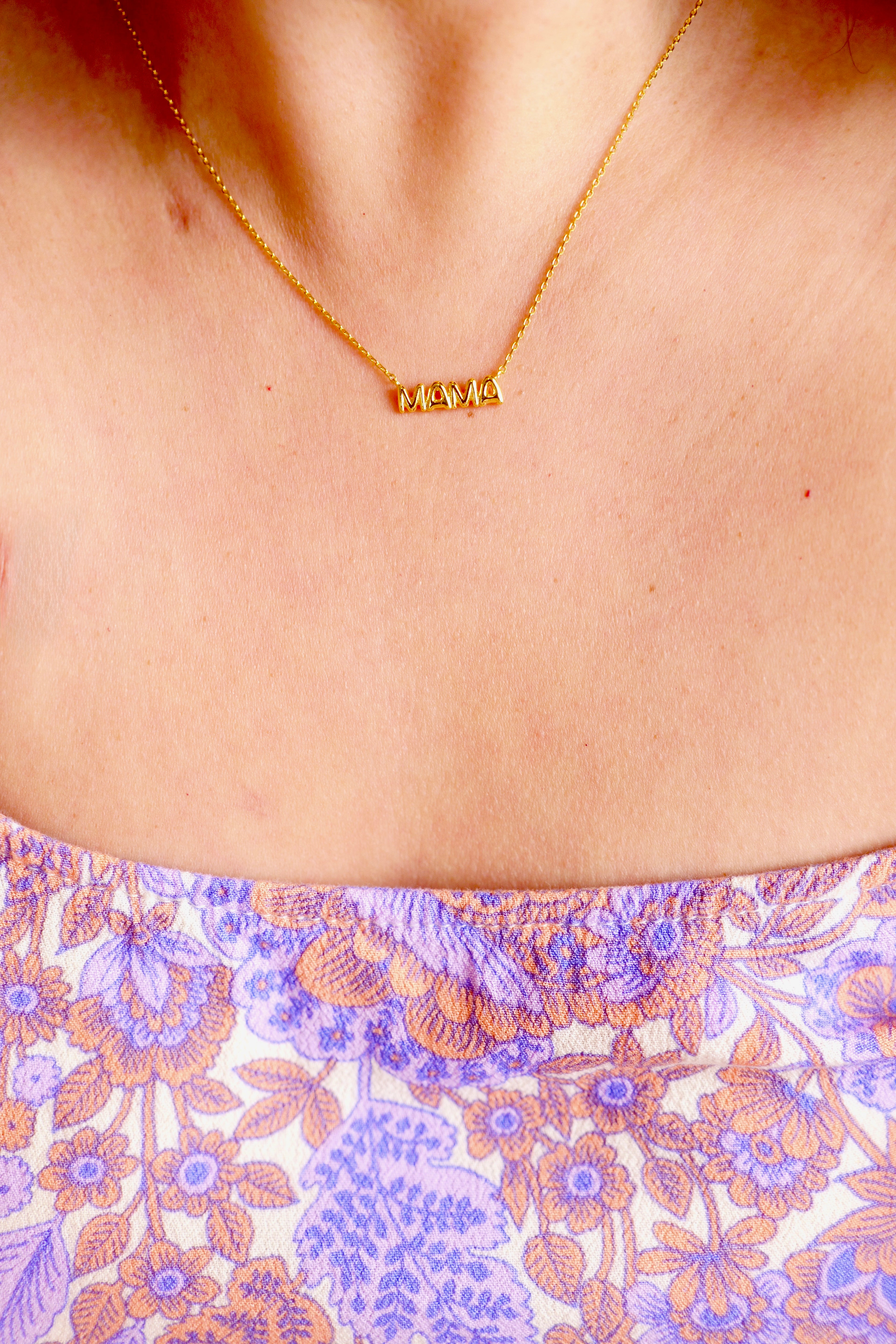 Gold Dipped Bubble Mama Pendant Necklace