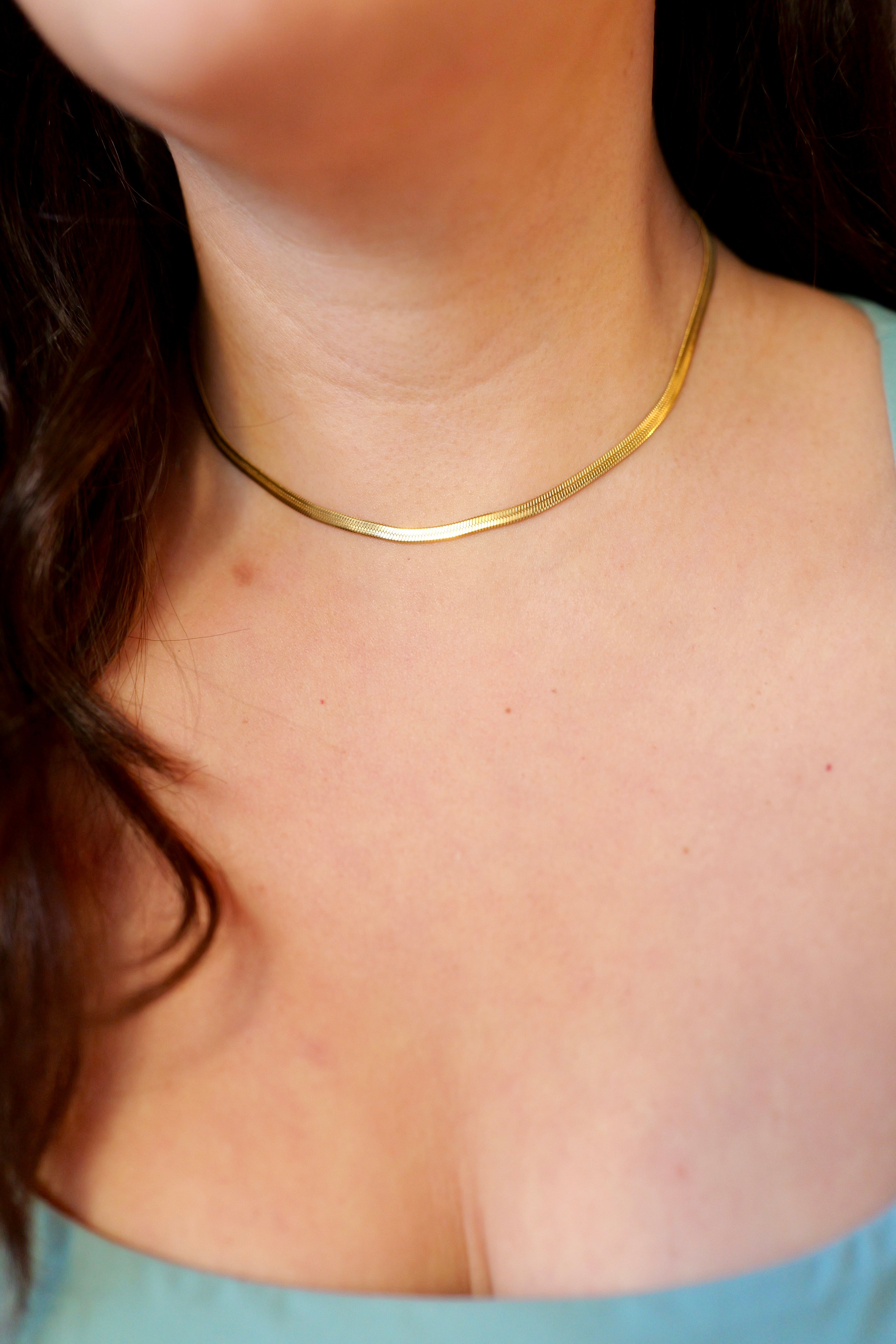 Sylvie 18K Gold Stainless Steel Non-Tarnish Herringbone Necklace