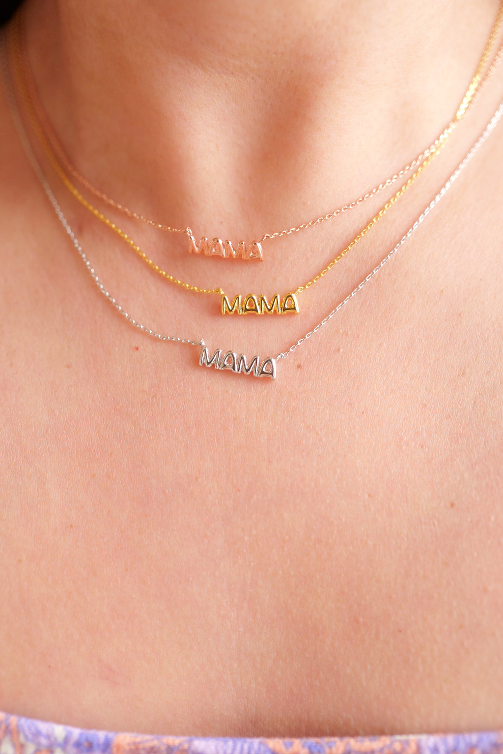 Gold Dipped Bubble Mama Pendant Necklace