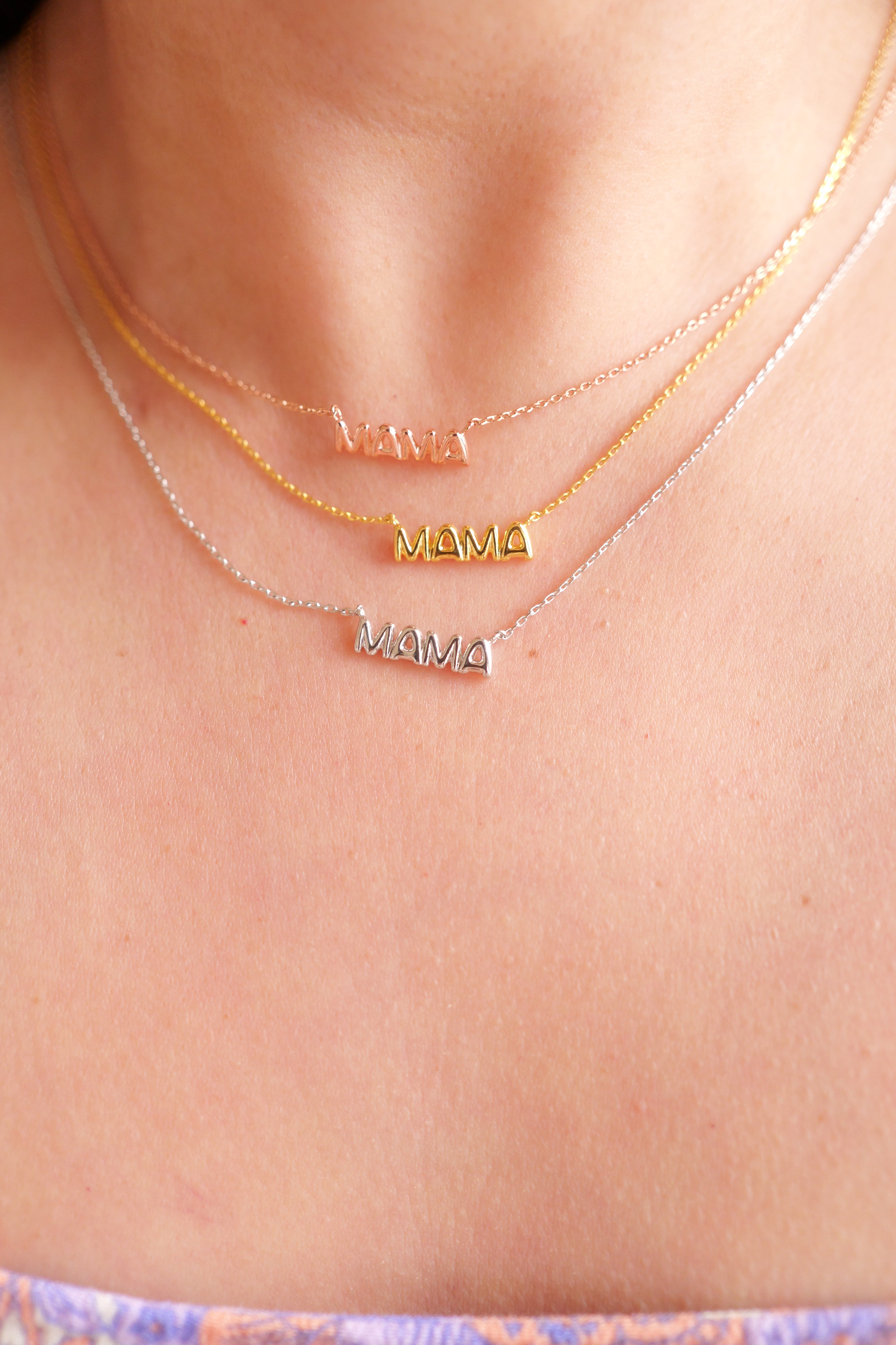 Gold Dipped Bubble Mama Pendant Necklace