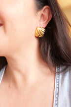 Ethel Chunky Wavy Square Stud Earrings – 14K Gold Plated, Hypoallergenic & Water Resistant