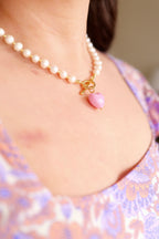 When in Paris Vintage Fresh Water Pearl Heart Charm Necklace