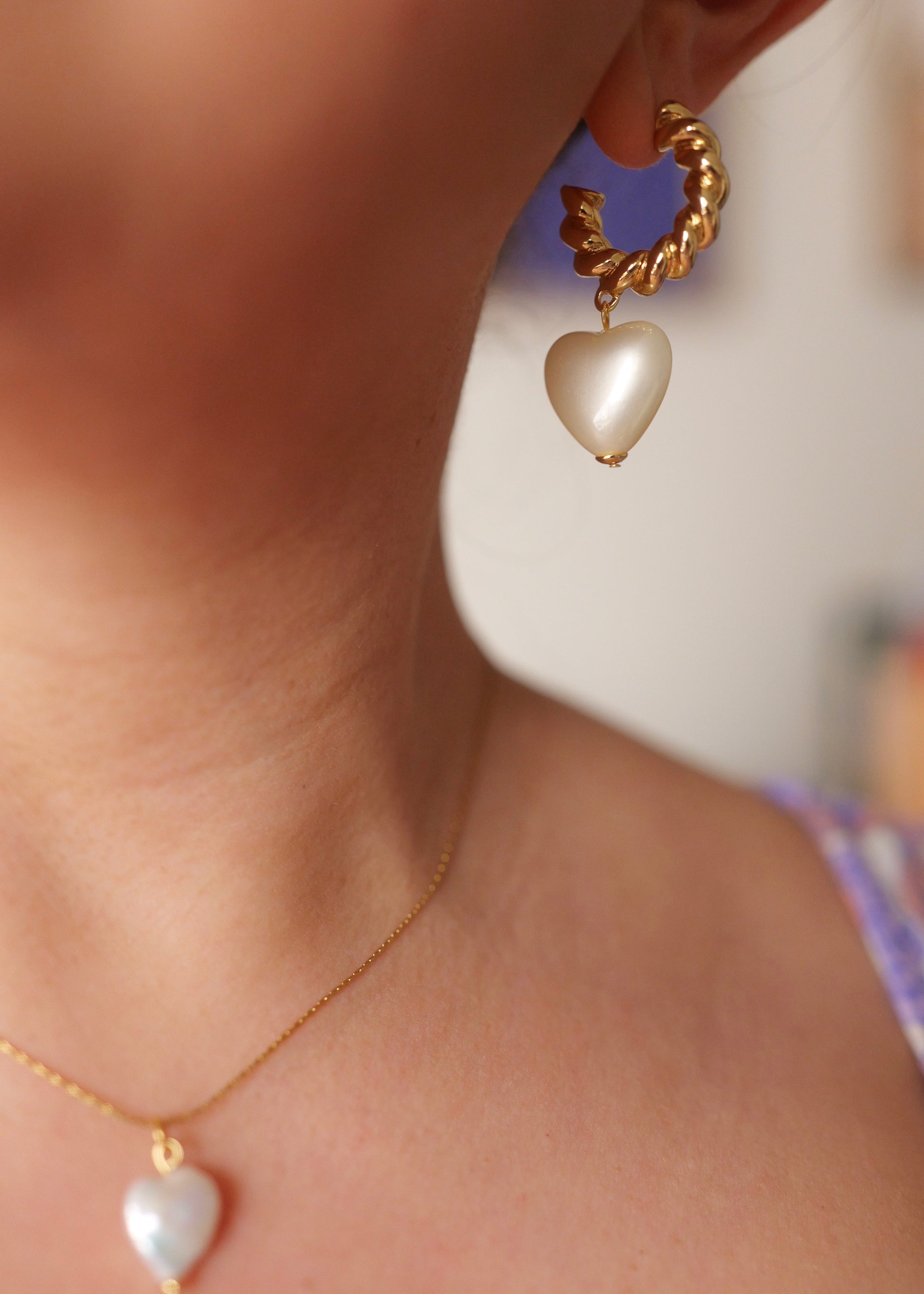 Eliana 18K Gold Braided C-Hoop Heart Earring