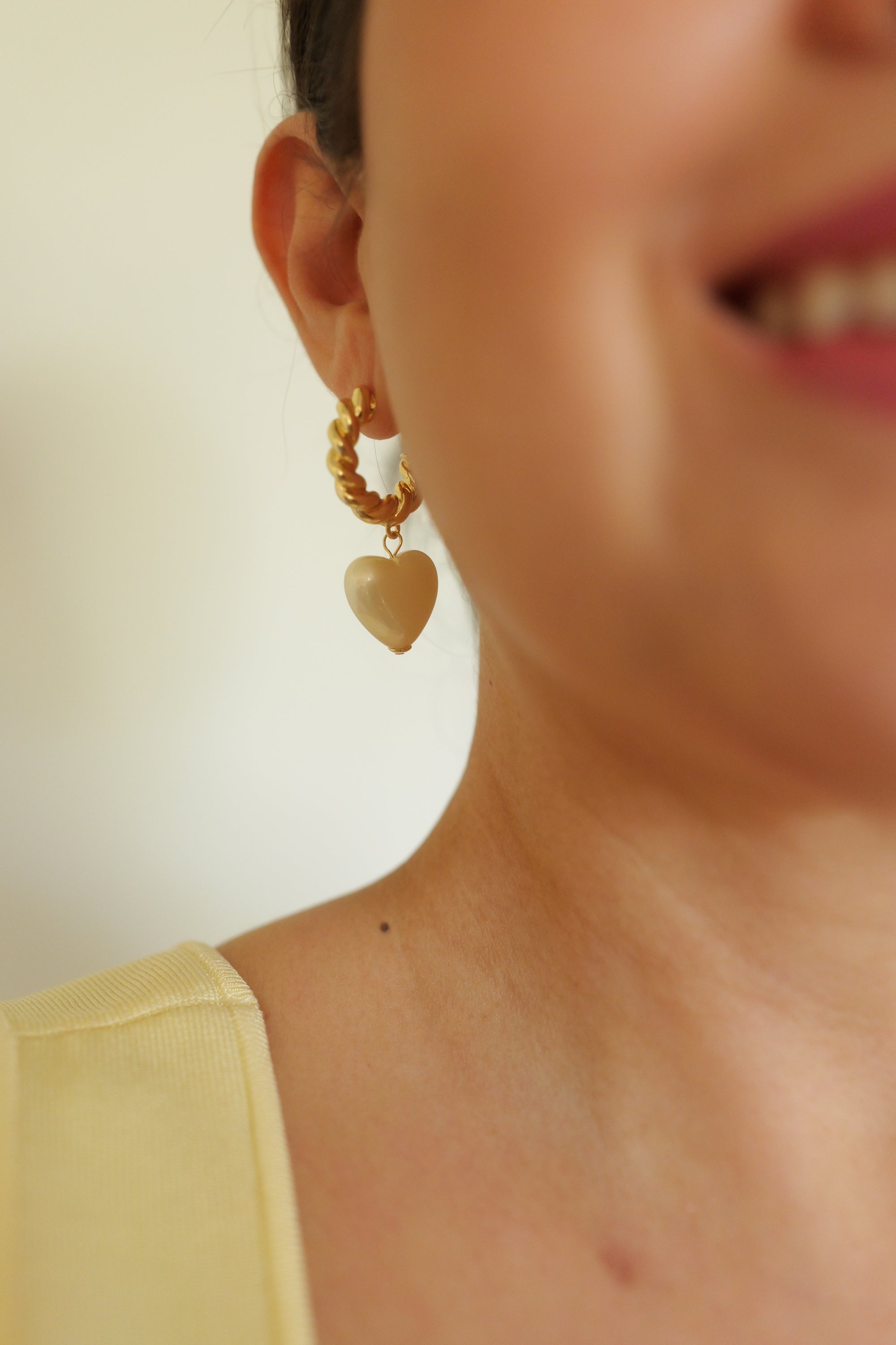 Eliana 18K Gold Braided C-Hoop Heart Earring