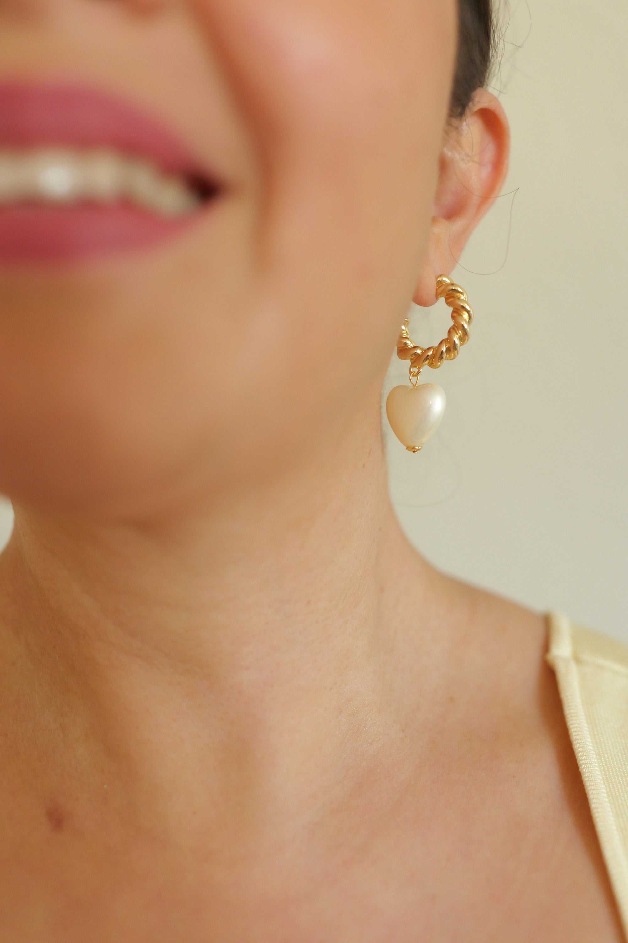 Eliana 18K Gold Braided C-Hoop Heart Earring