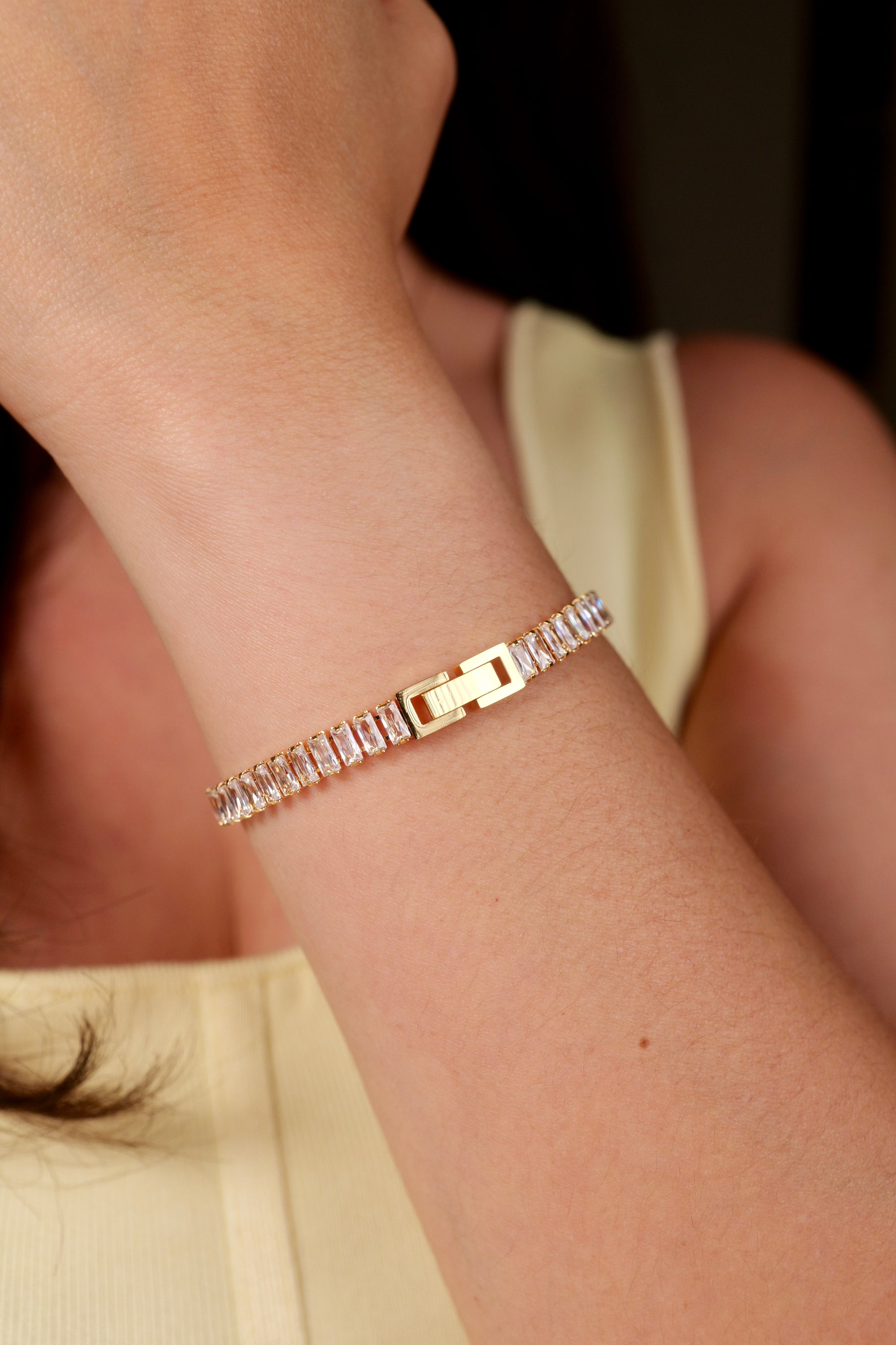 Dubai 18K Gold Non-Tarnish CZ Tennis Bracelet