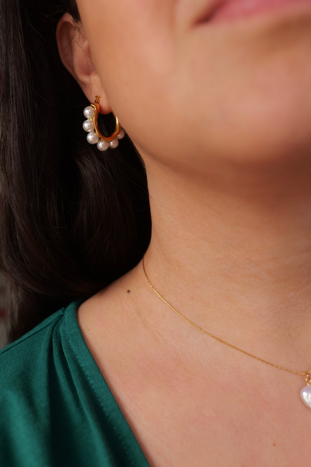 Sienna 18k Gold Plated Stainless Steel Pearl Hoops