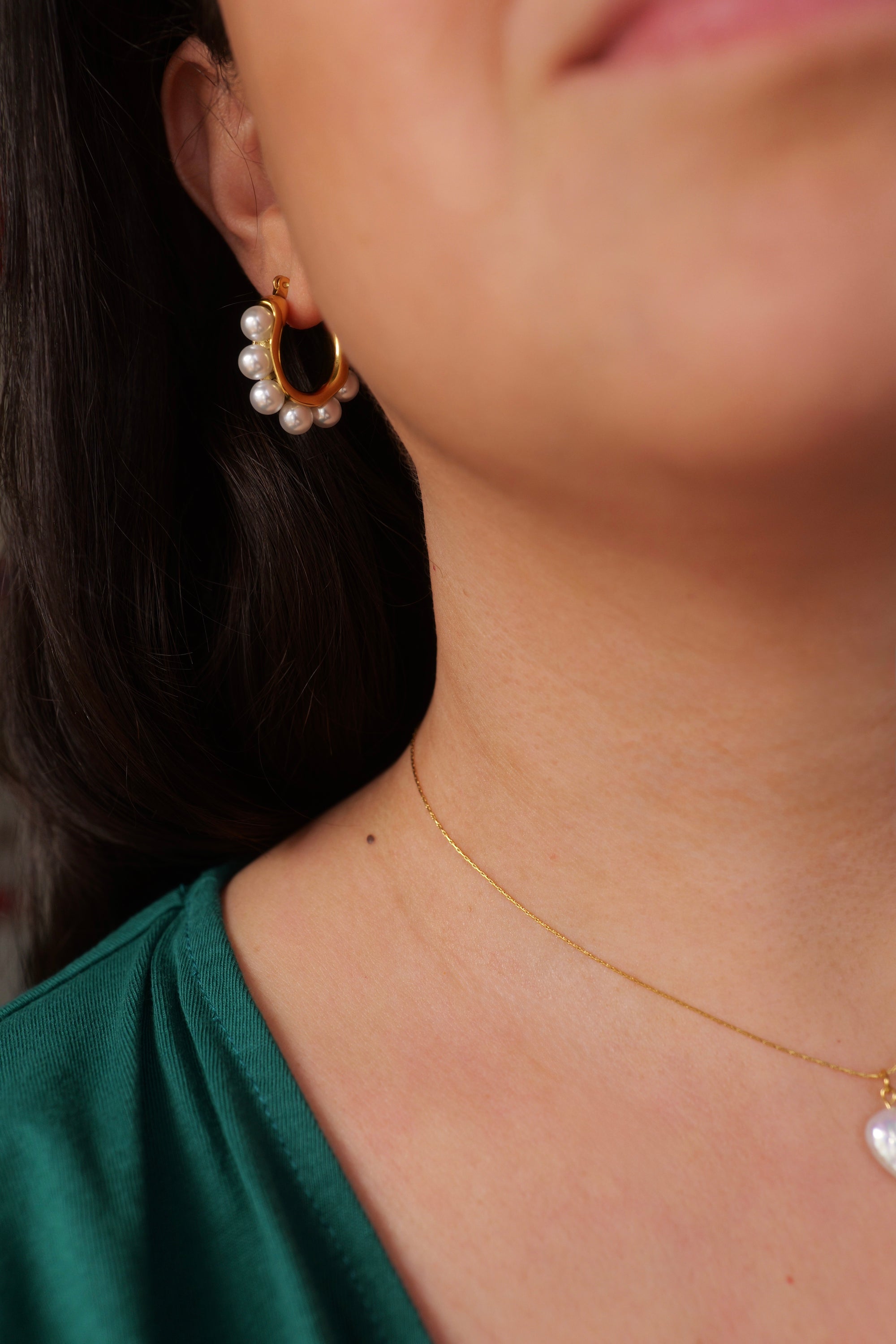 Sienna 18k Gold Plated Stainless Steel Pearl Hoops