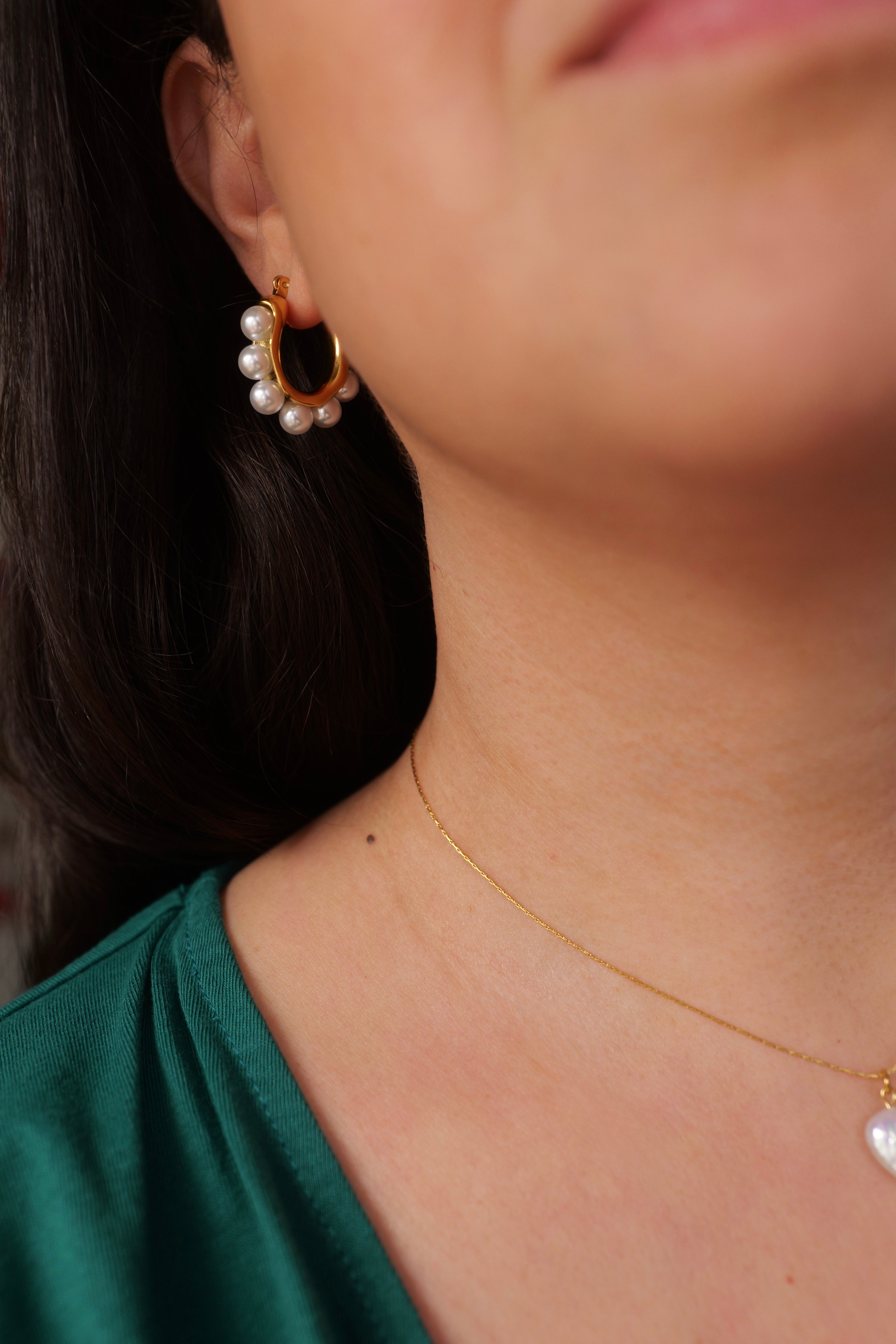 Sienna 18k Gold Plated Stainless Steel Pearl Hoops