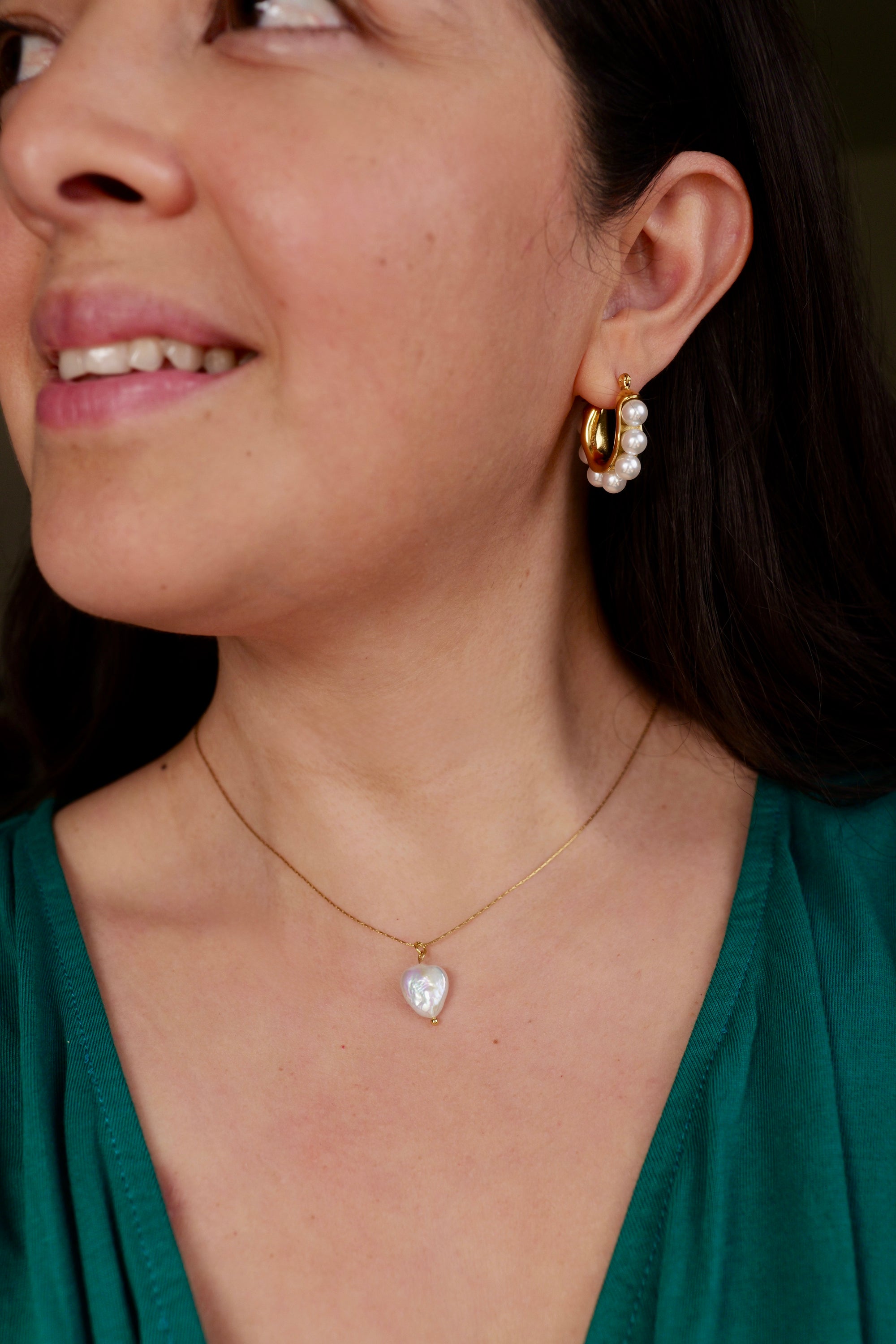 Sienna 18k Gold Plated Stainless Steel Pearl Hoops
