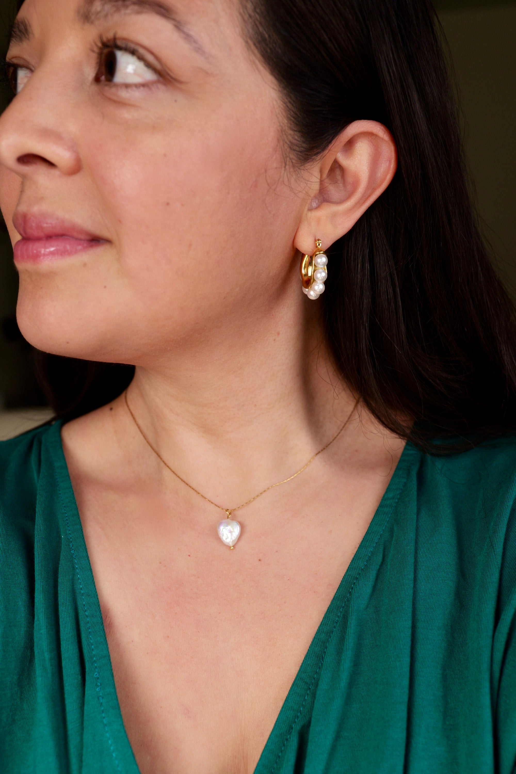 Sienna 18k Gold Plated Stainless Steel Pearl Hoops