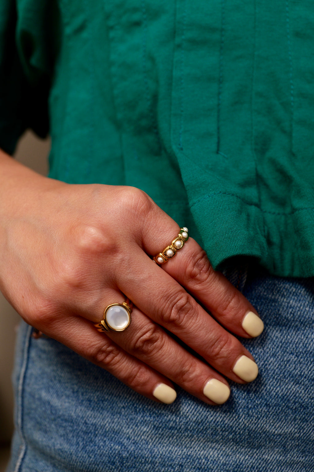 Francesca Non-Tarnish Mother of Pearl Ring