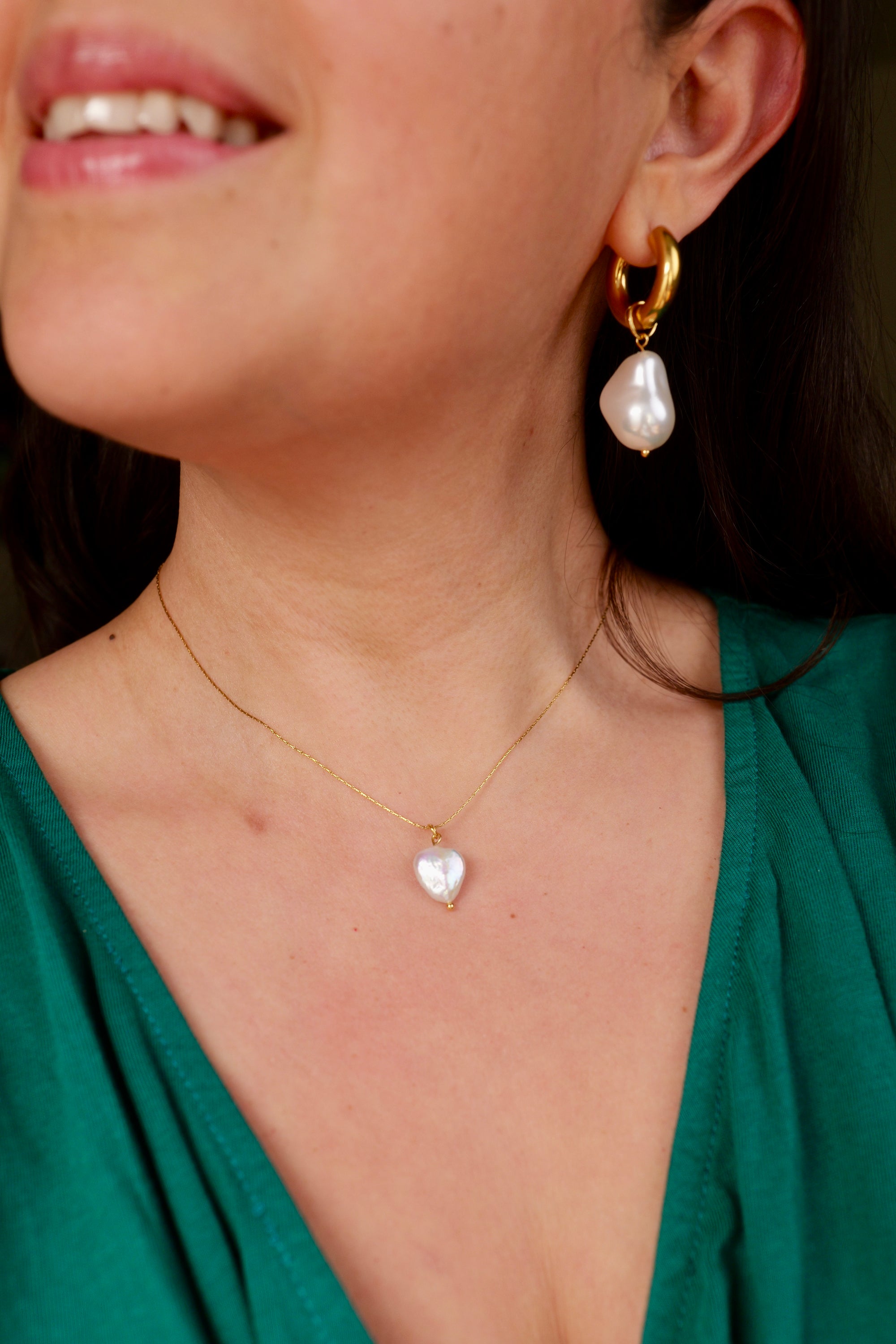 Mallorca Gold Statement Large Pearl Earring
