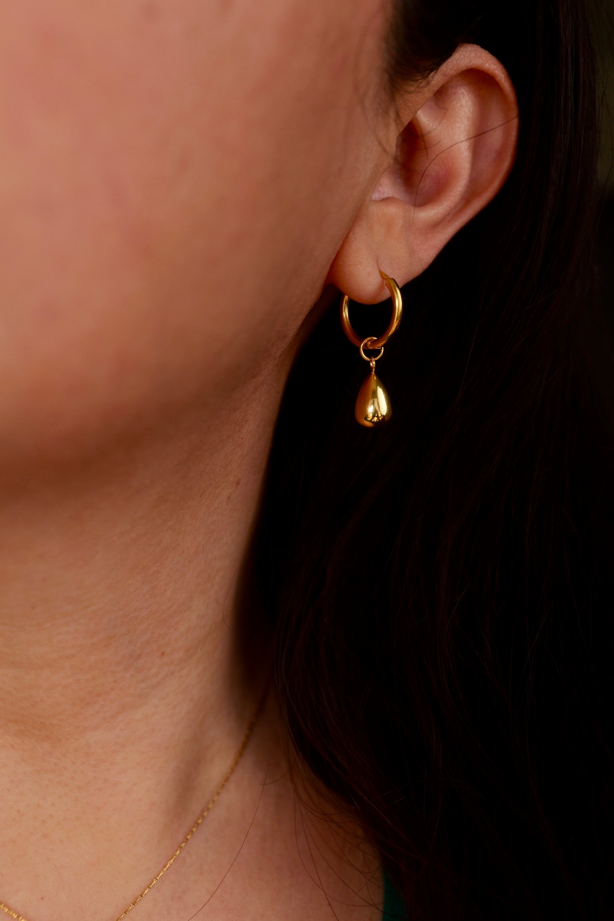 Teardrop 18k Gold Plated Stainless Steel Huggie Earrings