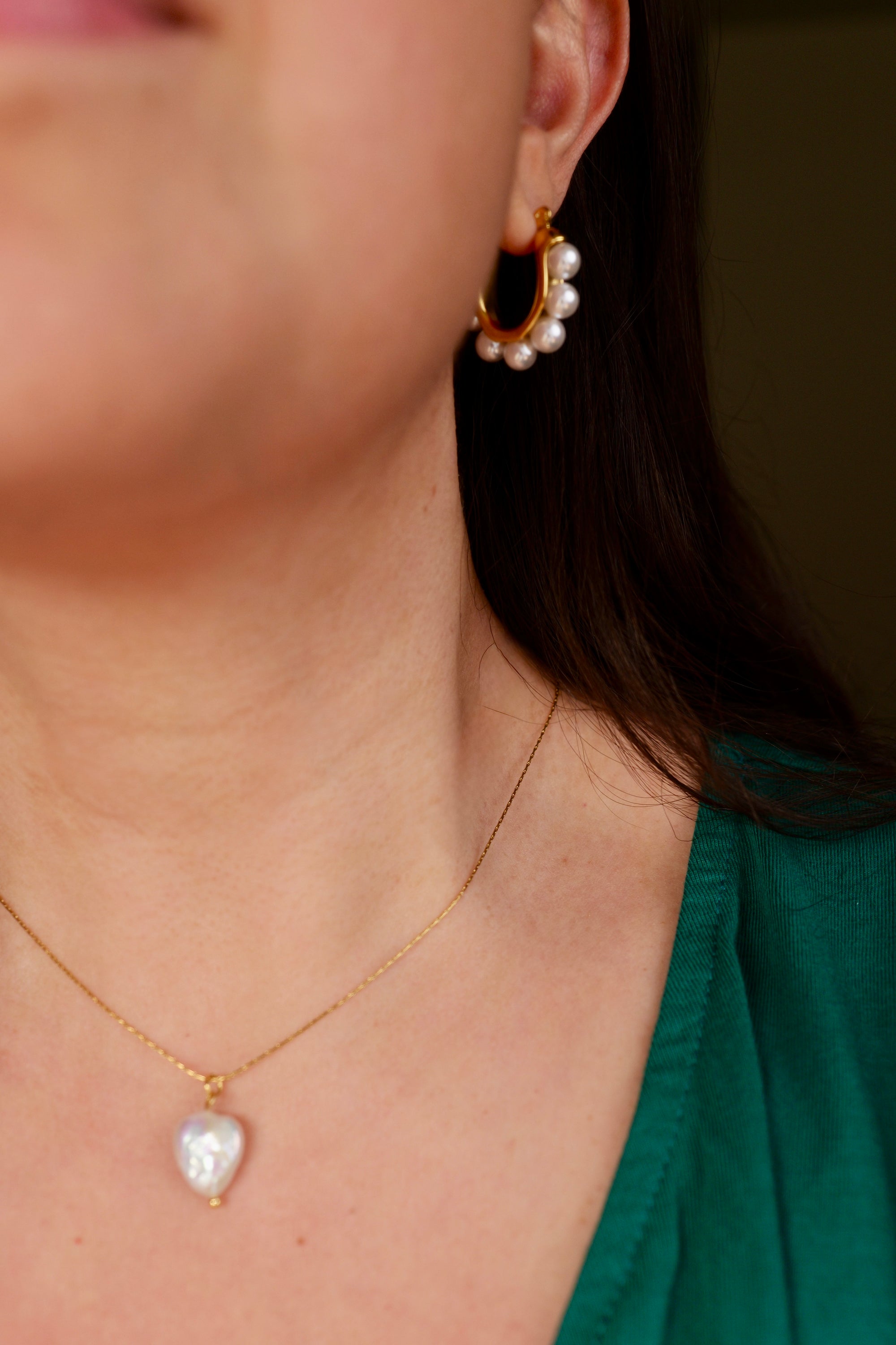 Sienna 18k Gold Plated Stainless Steel Pearl Hoops
