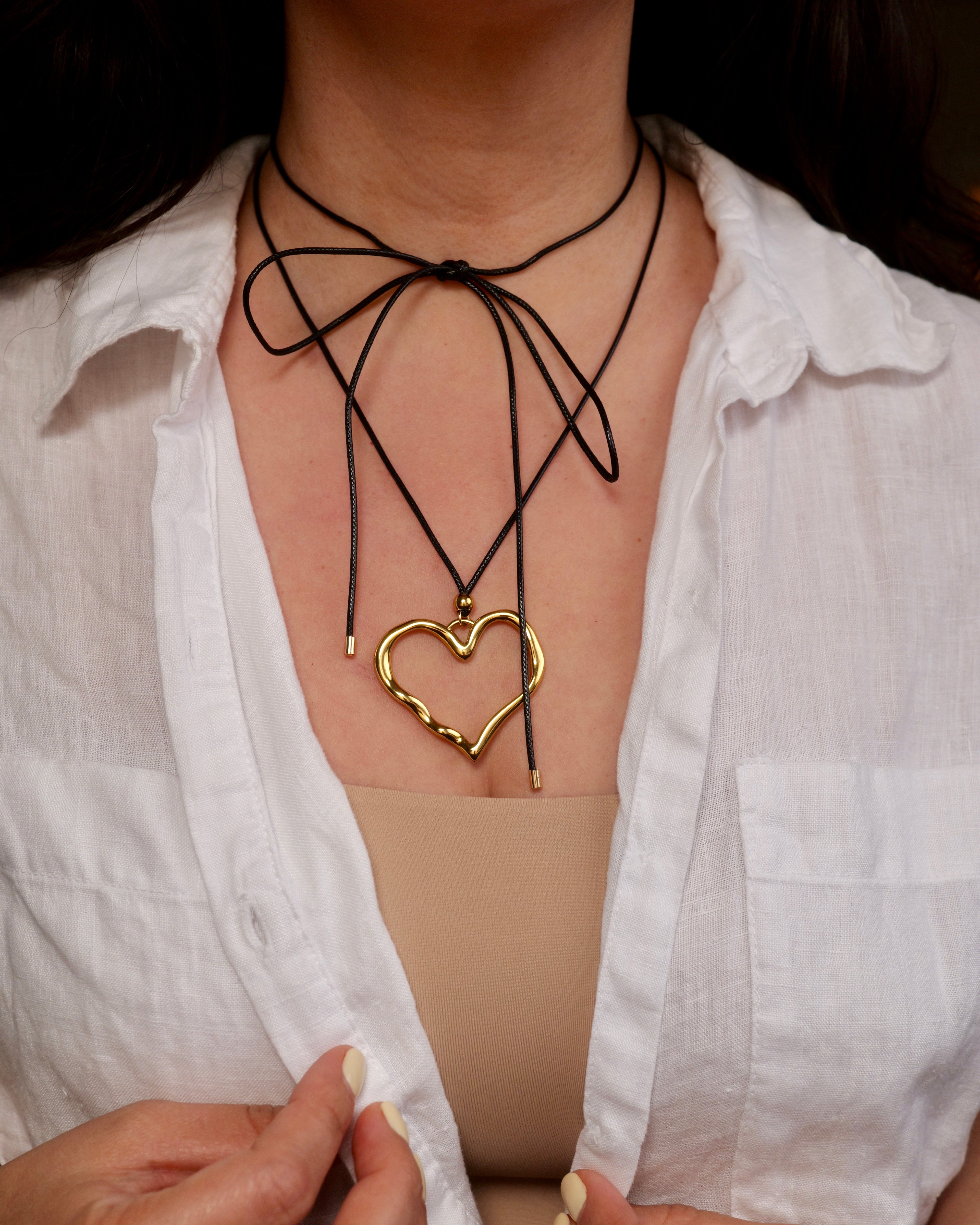 Emma 18K Gold Non-Tarnish Large Heart Necklace