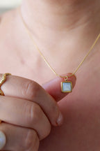 Hazel 18K Gold Non-Tarnish Square Shell Necklace