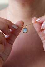 Hazel 18K Gold Non-Tarnish Square Shell Necklace