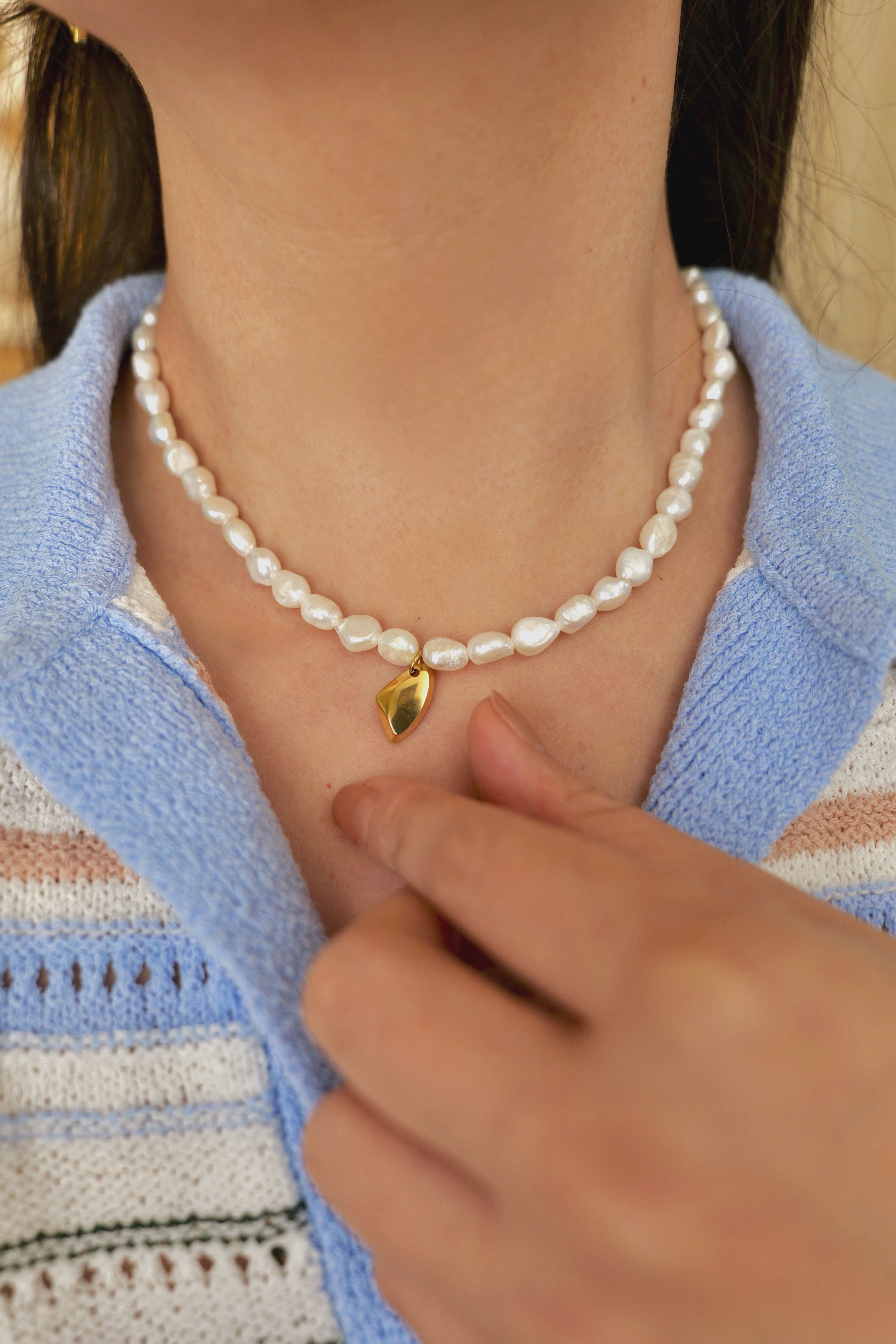 Ibiza 18K Gold Non-Tarnish Classic Pearl Necklace