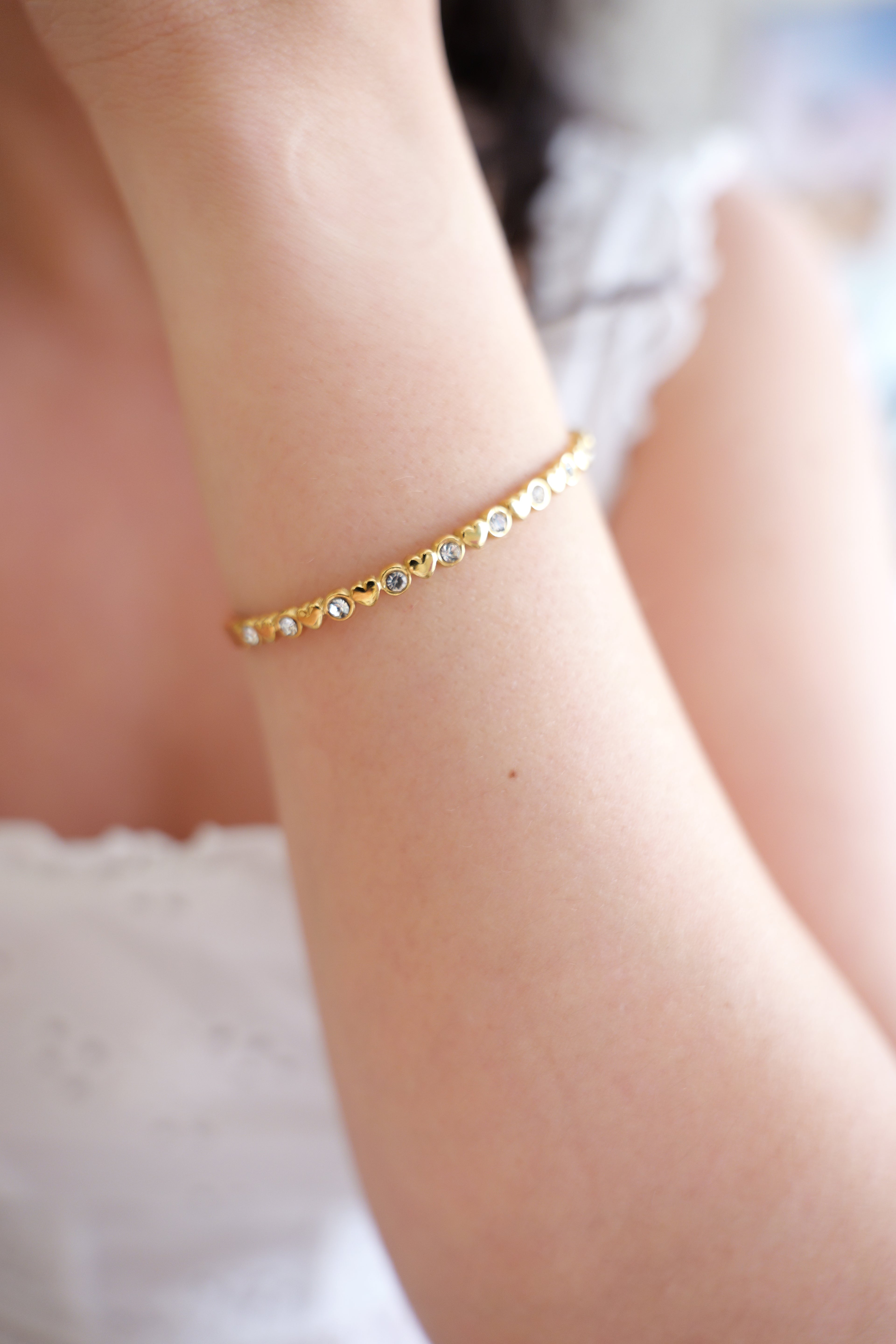 Abby Petite Hearts Stainless Steel Bangle