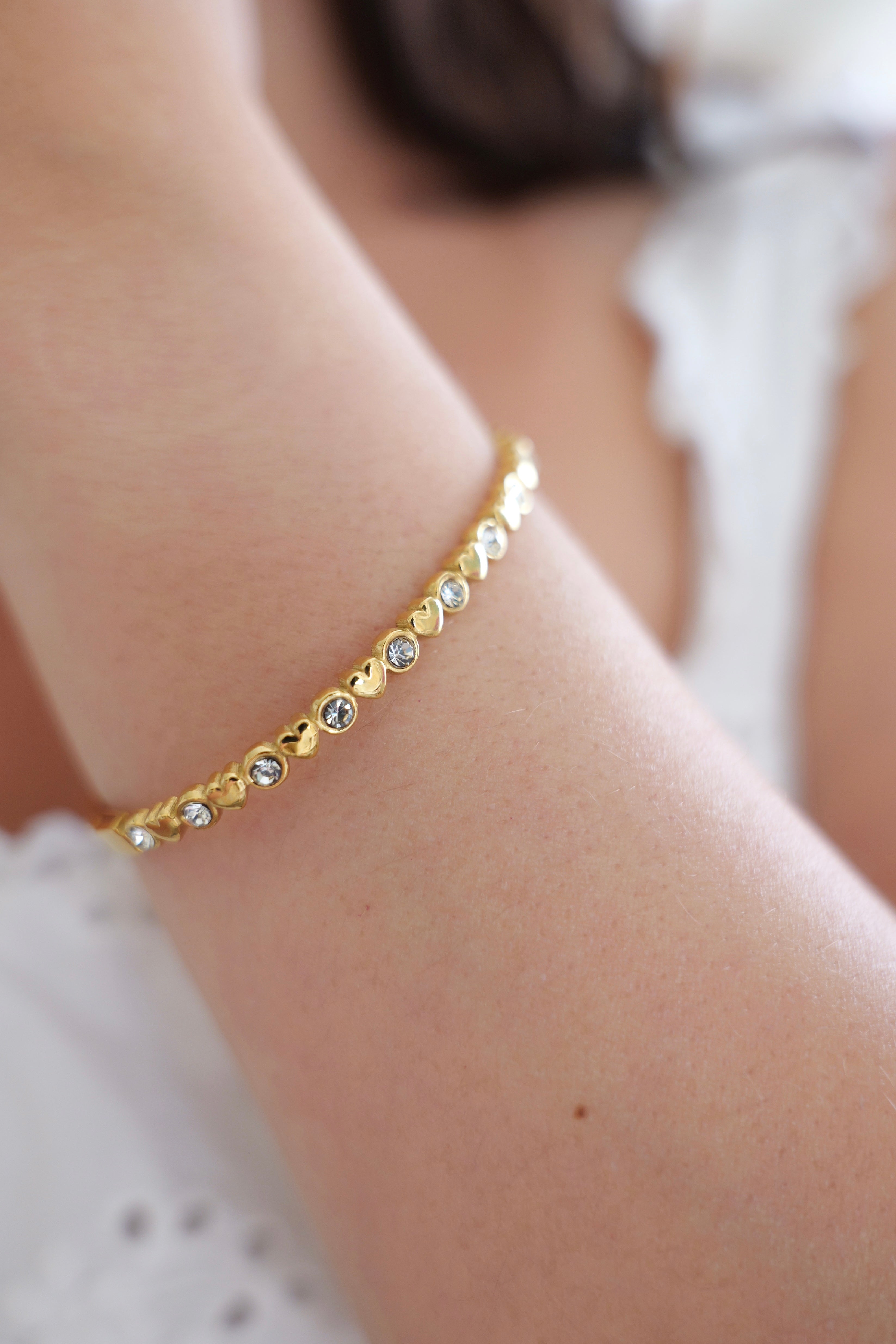 Abby Petite Hearts Stainless Steel Bangle