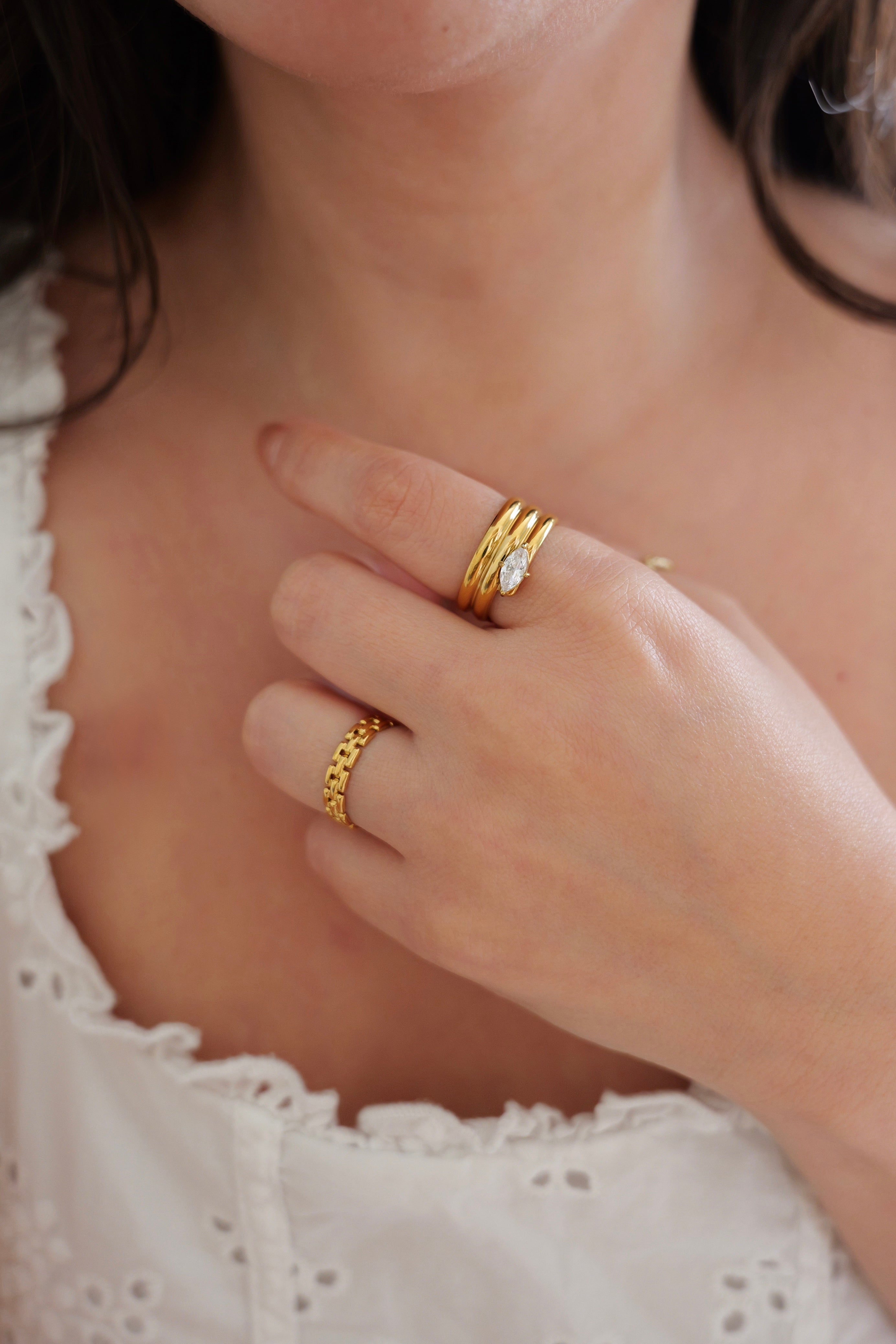 Aura Stainless Steel  Marquise Ring