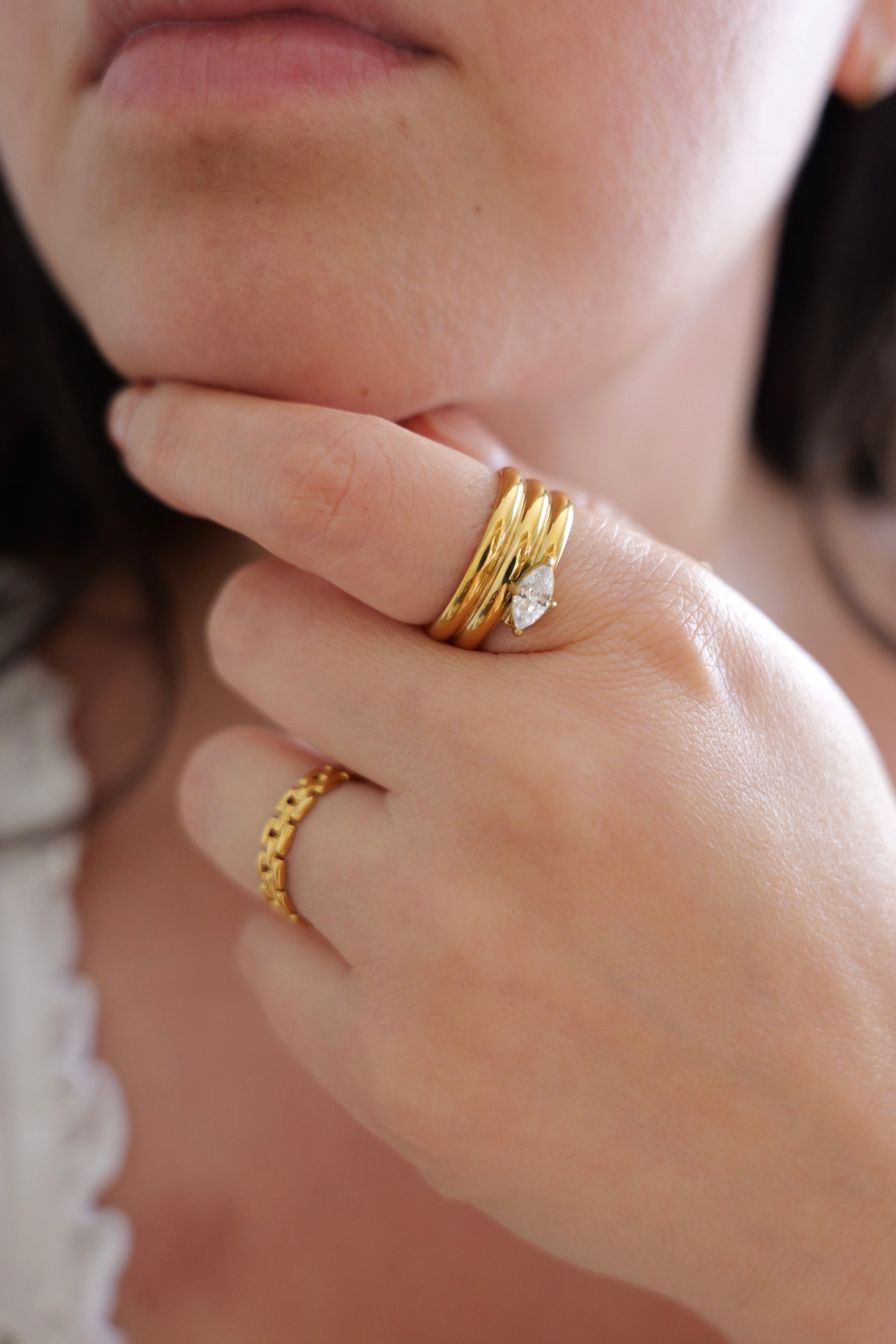 Aura Stainless Steel  Marquise Ring