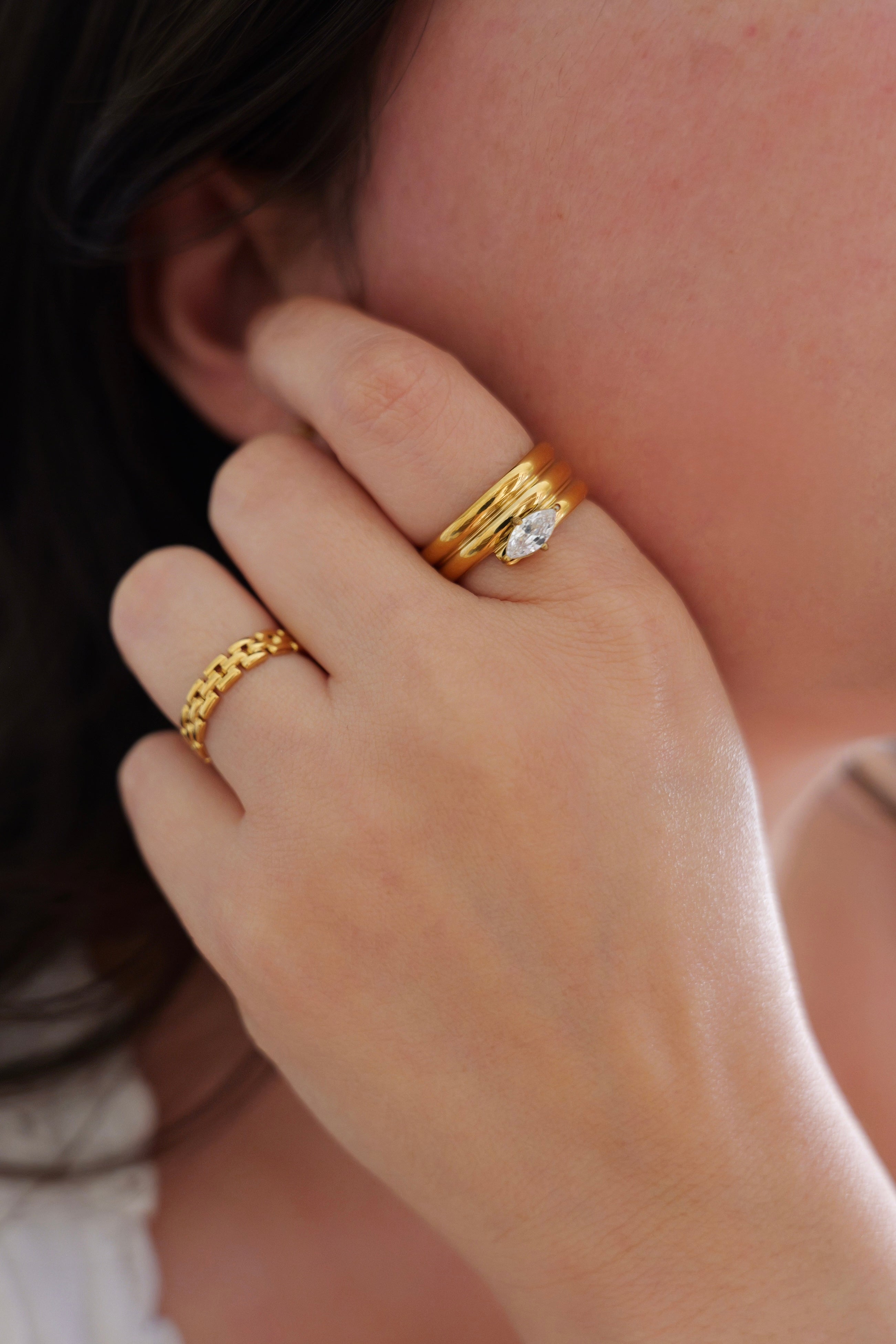 Aura Stainless Steel  Marquise Ring