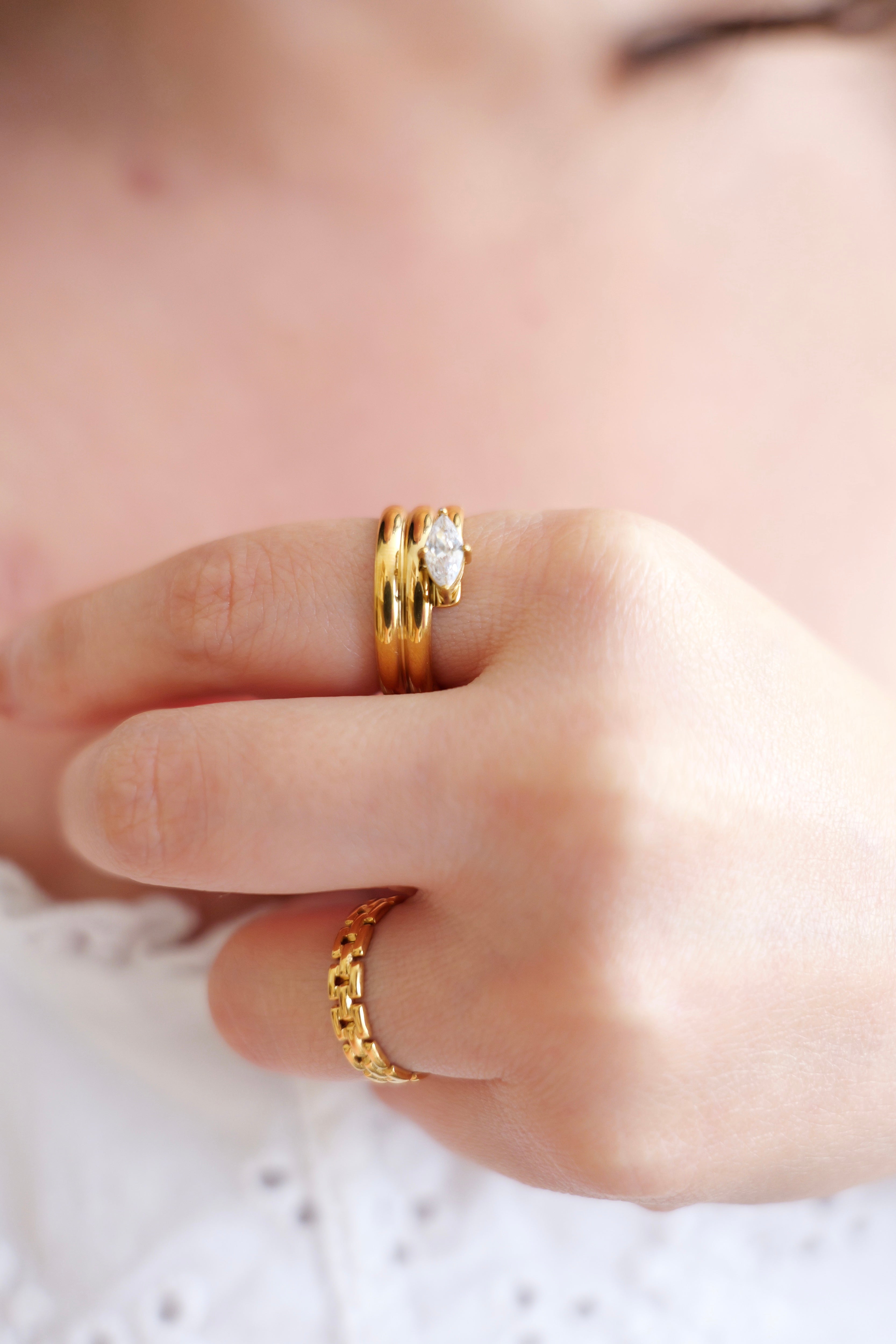 Aura Stainless Steel  Marquise Ring
