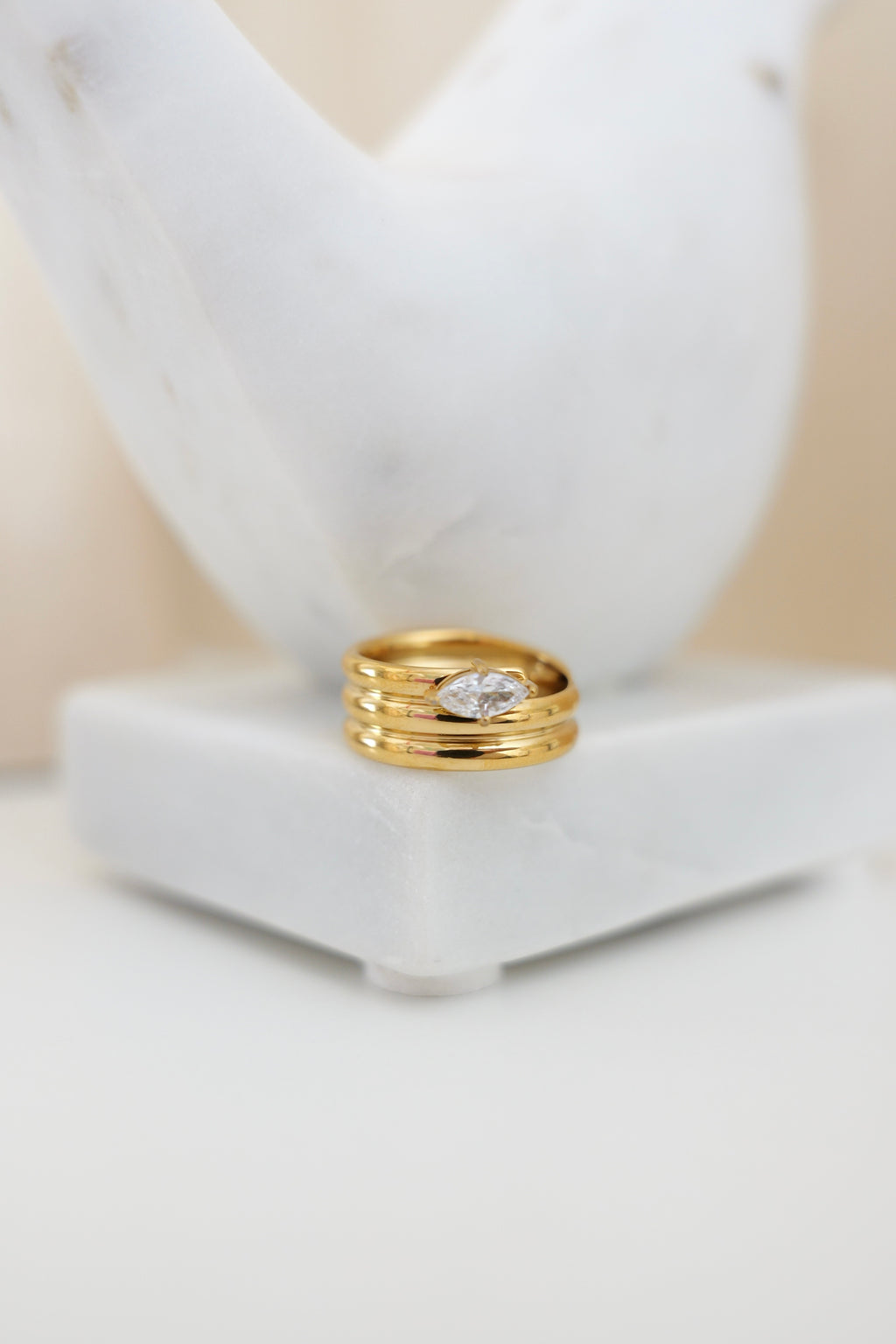 Aura Stainless Steel  Marquise Ring