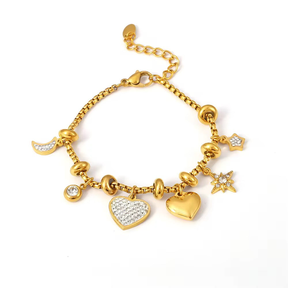 Starlight Dreams Stainless Steel Charm Bracelet