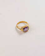 Anne Purple Zircon 18K Gold Plated Stainless Steel Ring