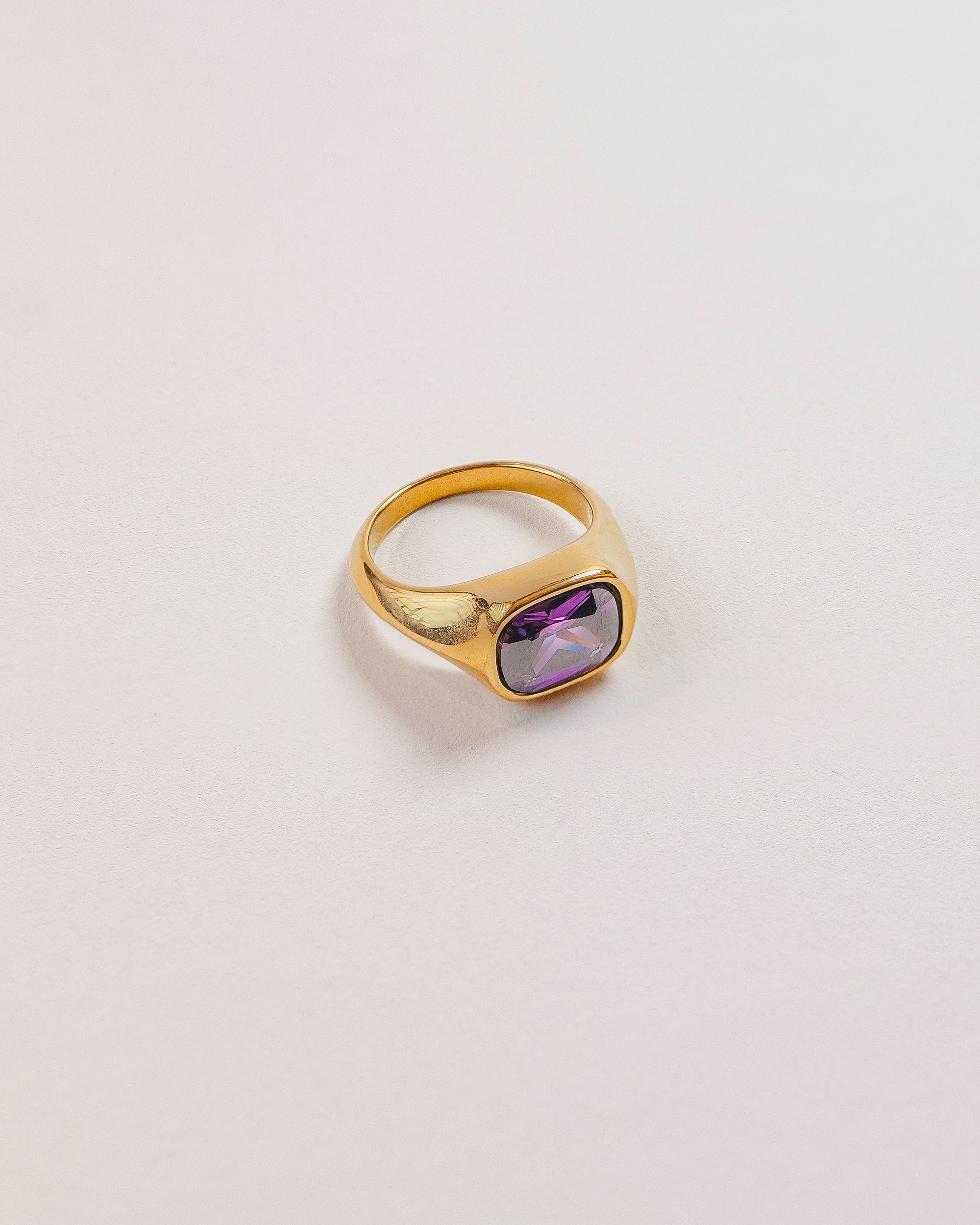 Anne Purple Zircon 18K Gold Plated Stainless Steel Ring