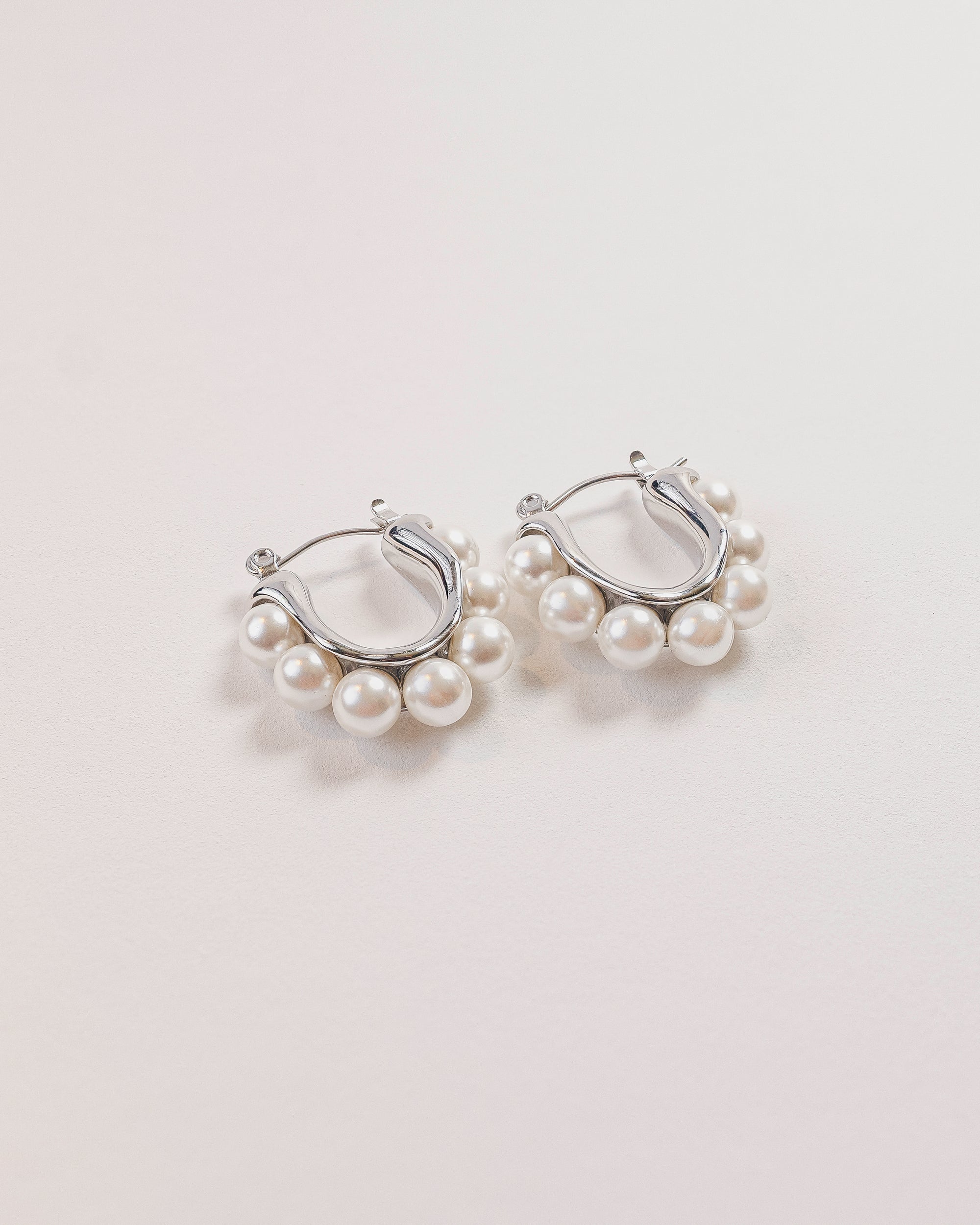 Sienna 18k Gold Plated Stainless Steel Pearl Hoops