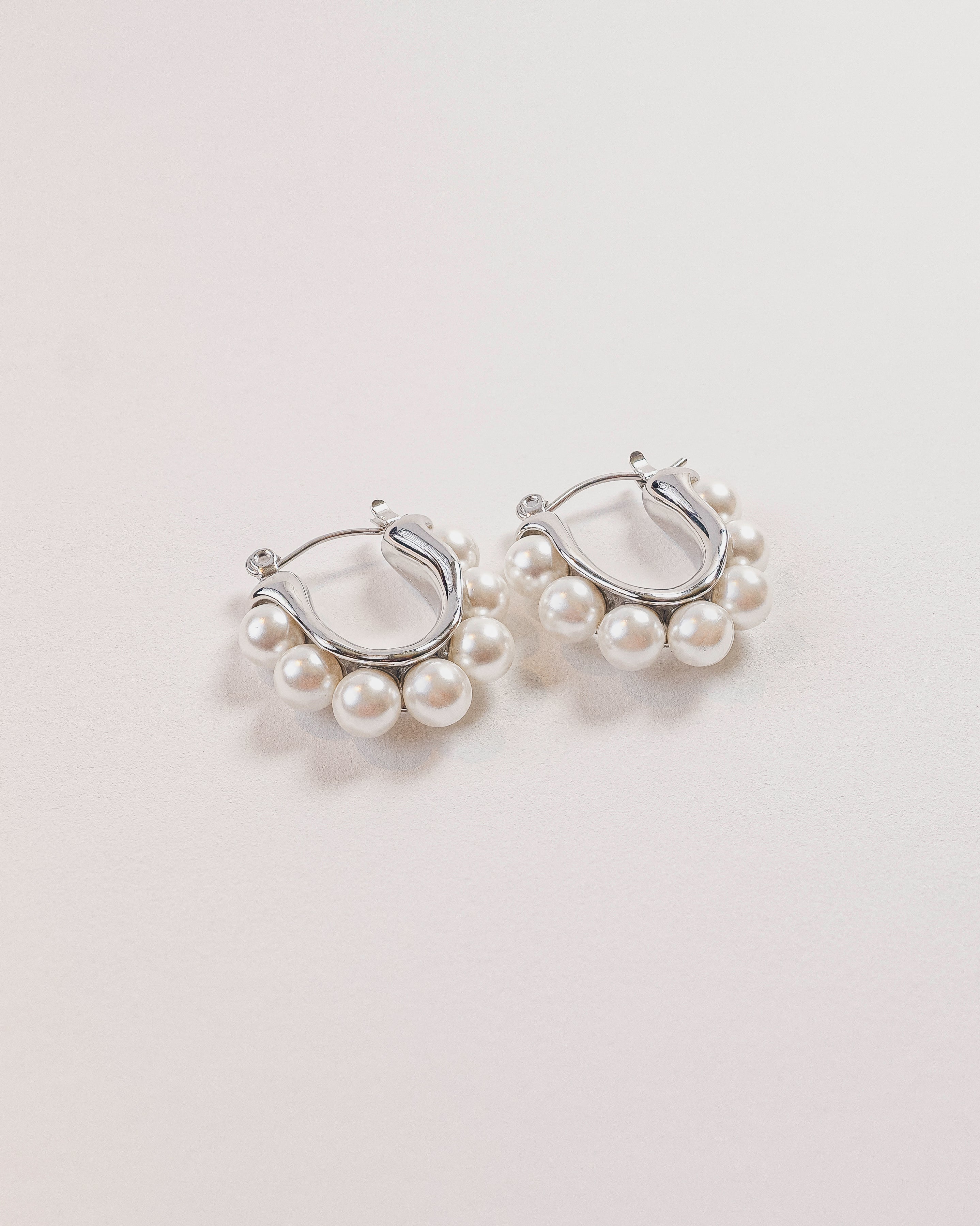 Sienna 18k Gold Plated Stainless Steel Pearl Hoops