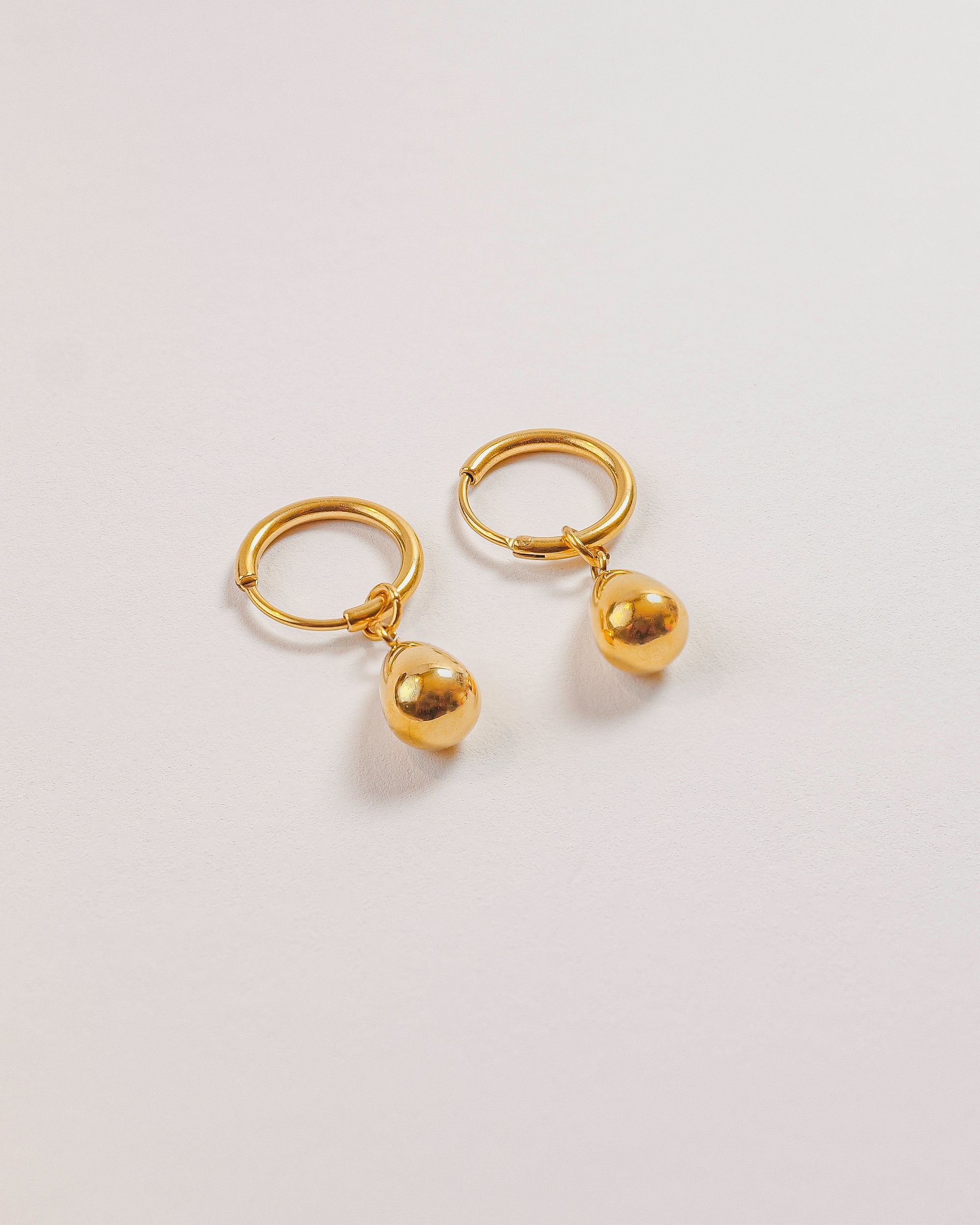 Teardrop 18k Gold Plated Stainless Steel Huggie Earrings
