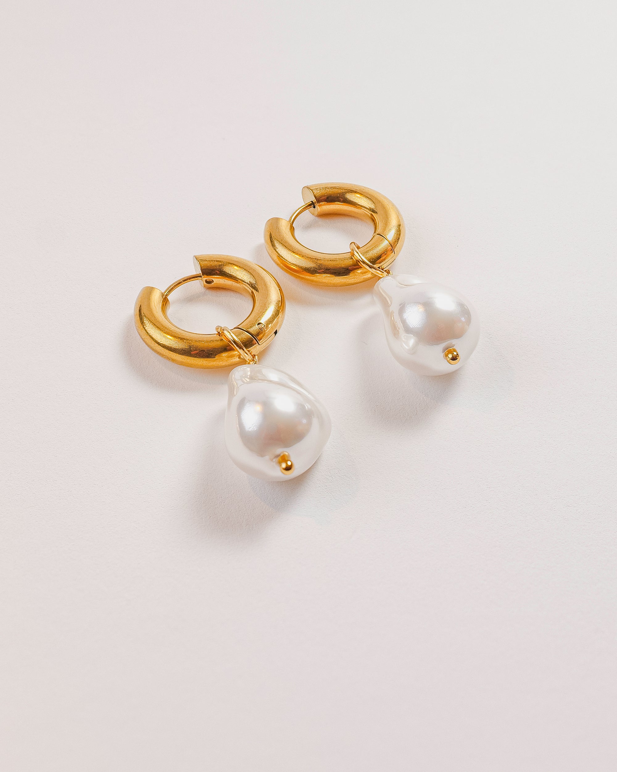 Mallorca Gold Statement Large Pearl Earring