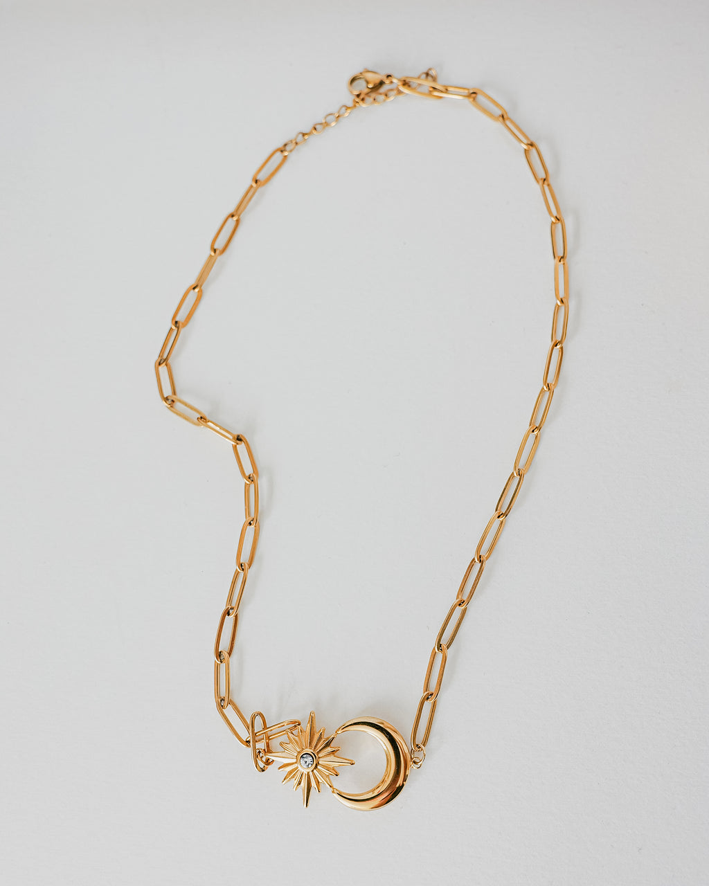 Crescent Moon Paperclip Necklace Spark of the Day