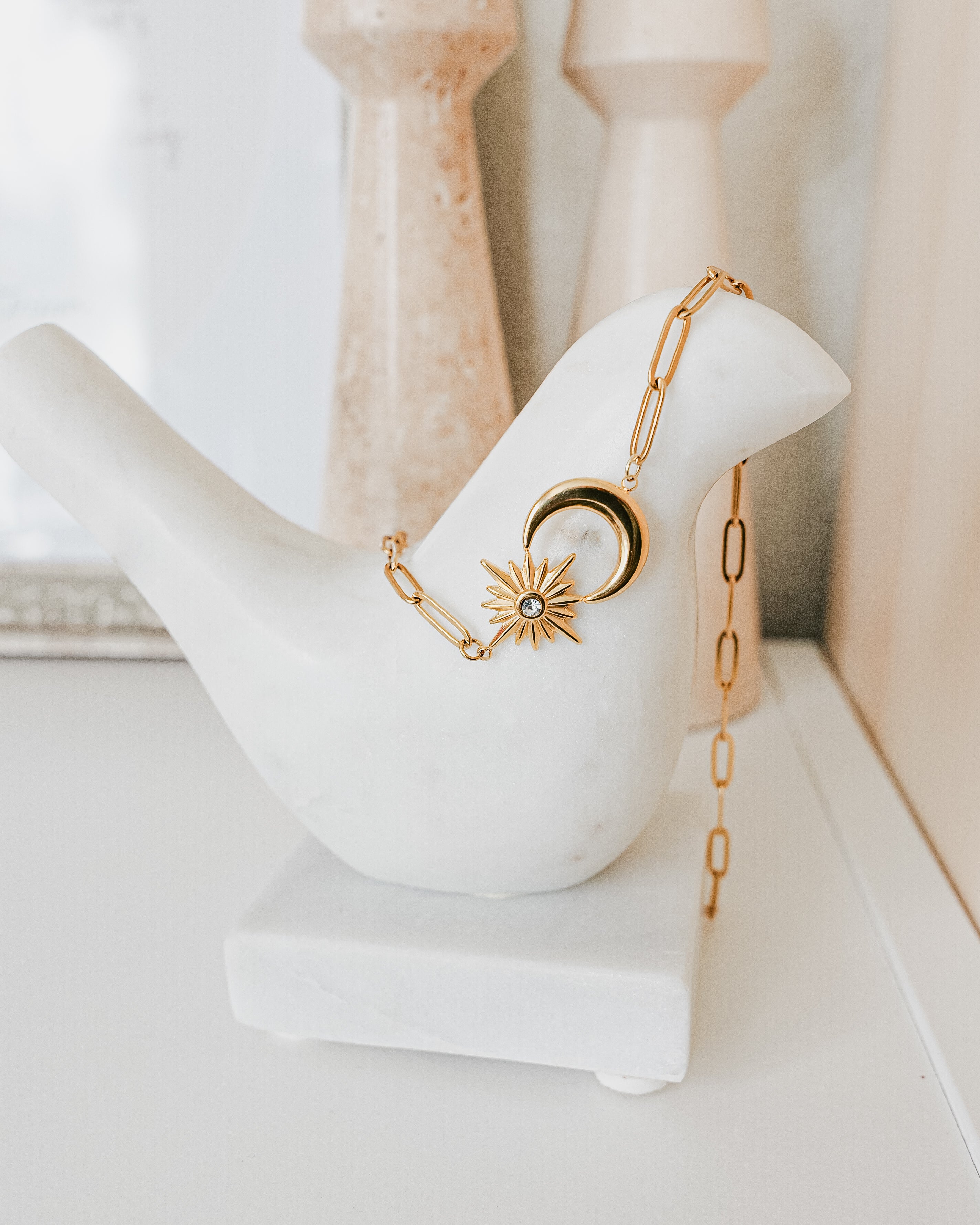 Crescent Moon Paperclip Necklace Spark of the Day