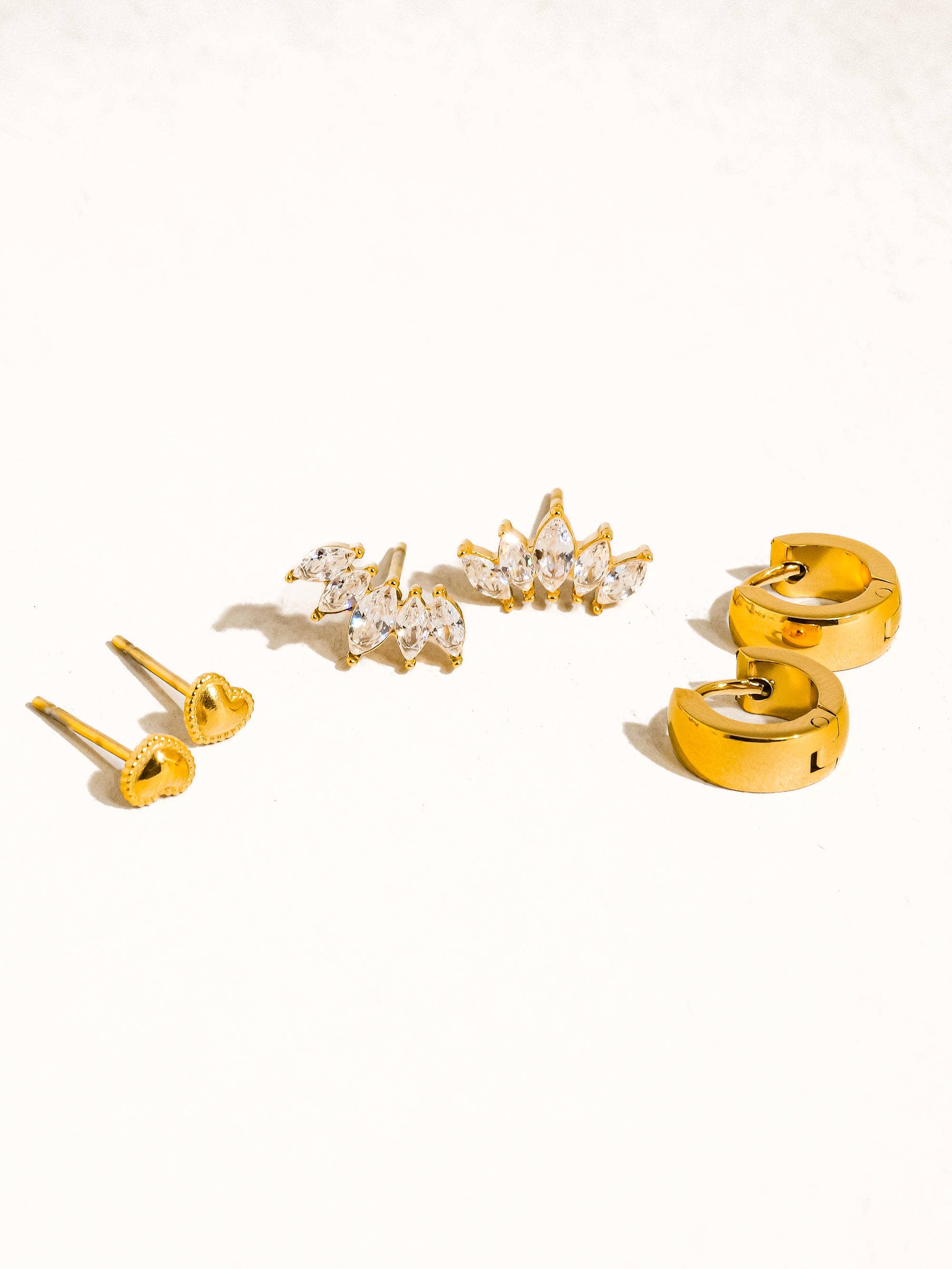 Non tarnish tiny earrings set of 3